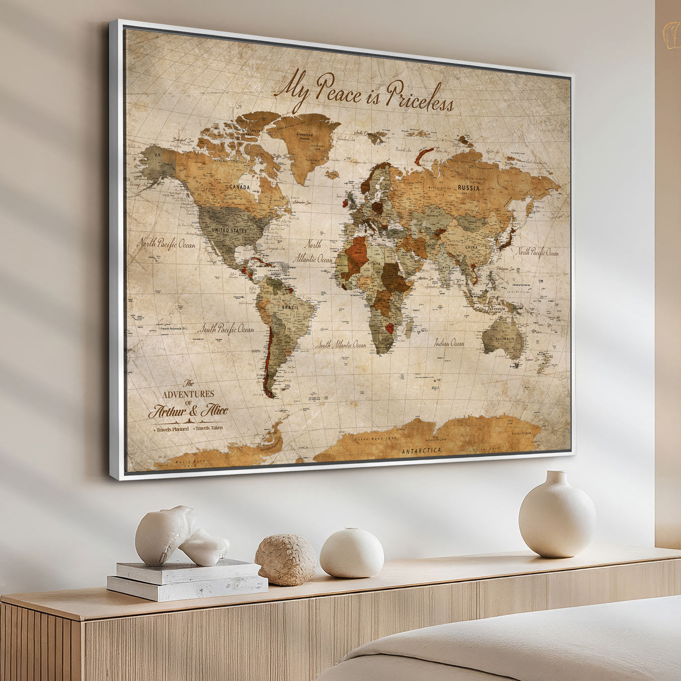 82844776-MGV-FC-30X20-Personalized Push Pin World Map Canvas Print Custom Adventure Tracker Framed Travel Wall Art Gift for Couples Family Home Office