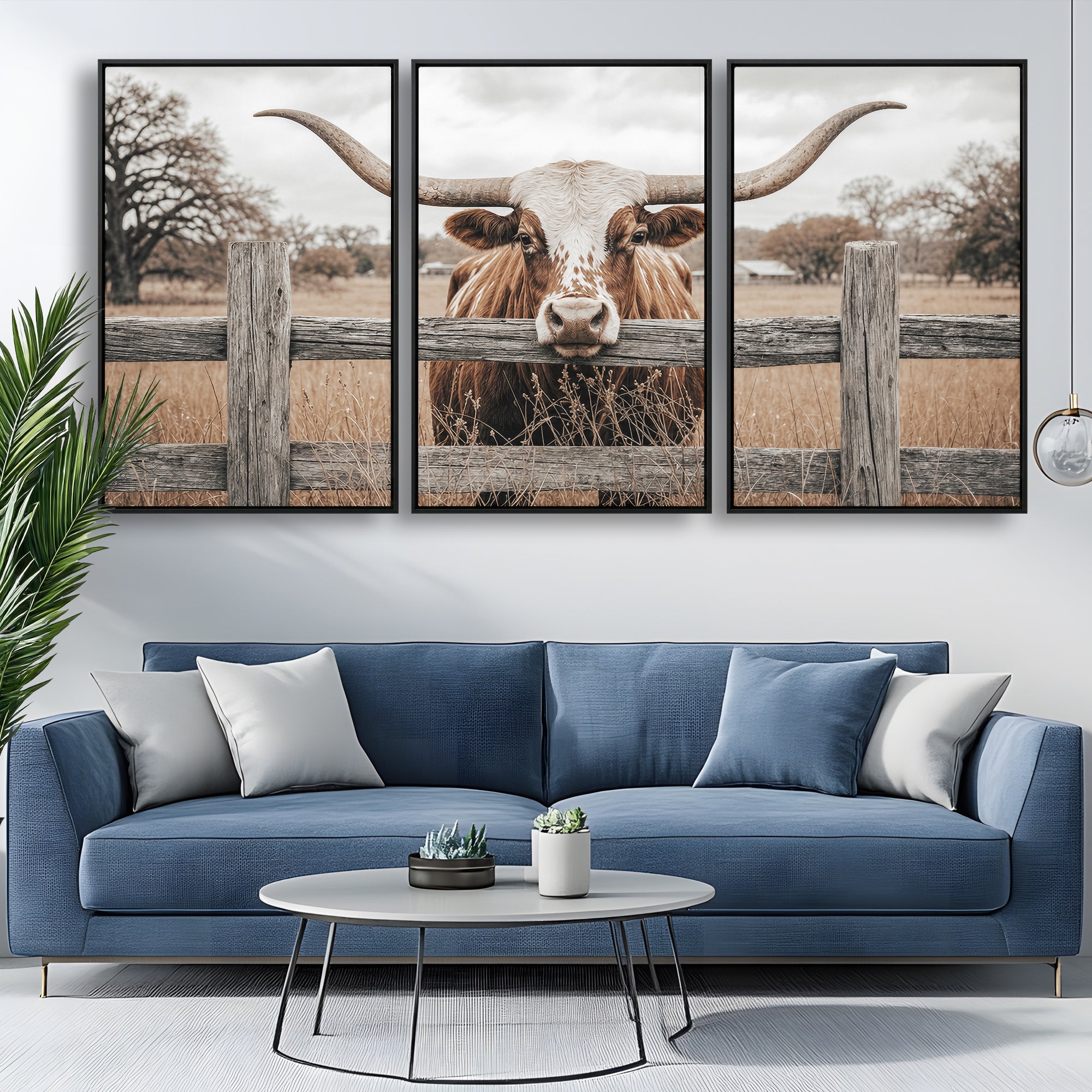 59378683N-MGV-CV-36X24 - Farmhouse Texas Longhorn Bull Canvas Wall Art, Western Ranch Cattle Photography Print, Rustic Barn Cowboy Decor Artwork