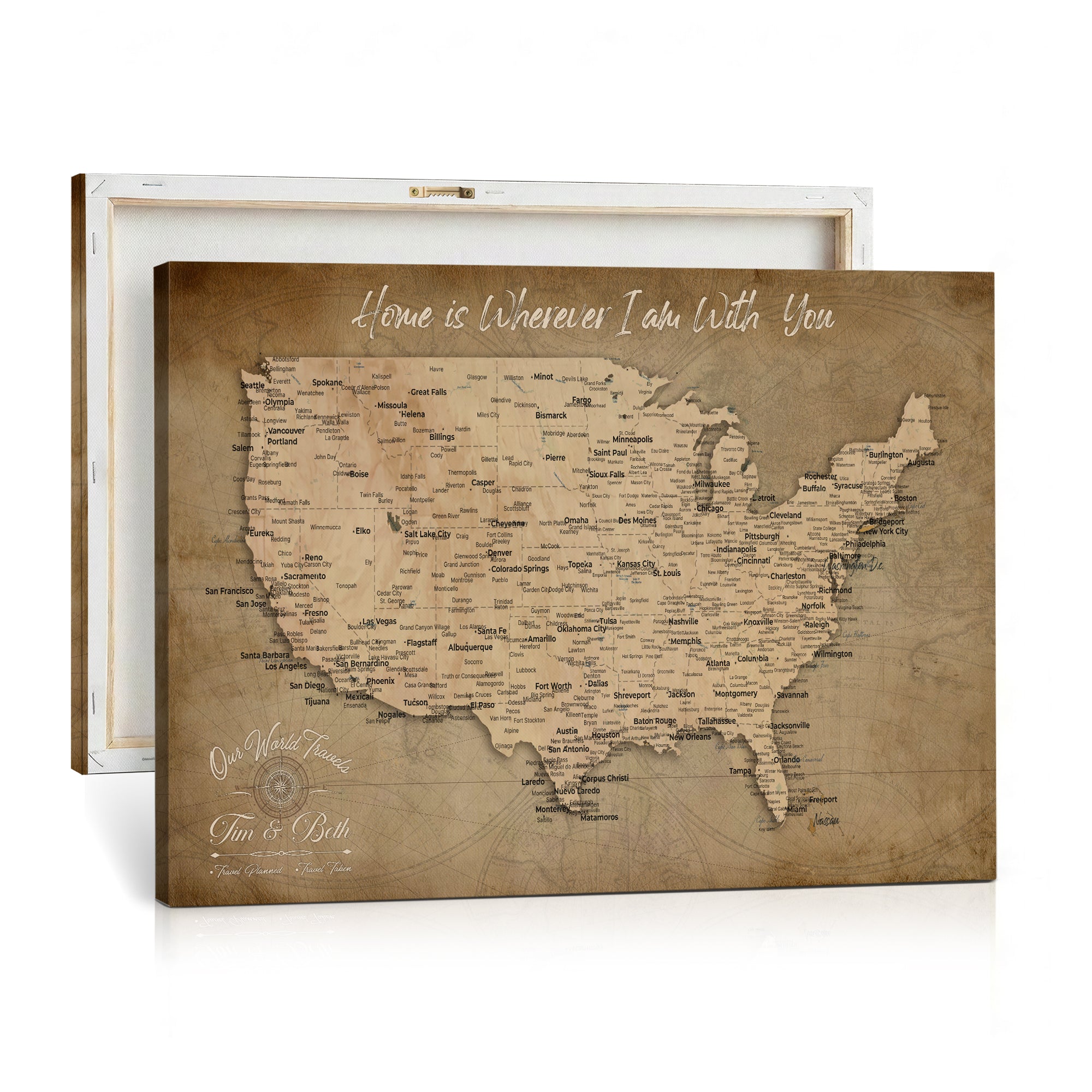 61111684-MGV-CV-36X24 - Personalized USA Push Pin Travel Map Canvas for Adventure Wall Decor