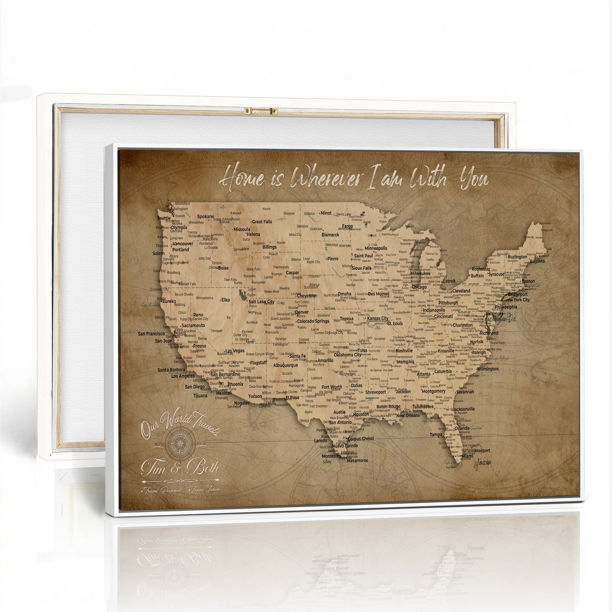61111684-MGV-CV-36X24 - Personalized USA Push Pin Travel Map Canvas for Adventure Wall Decor