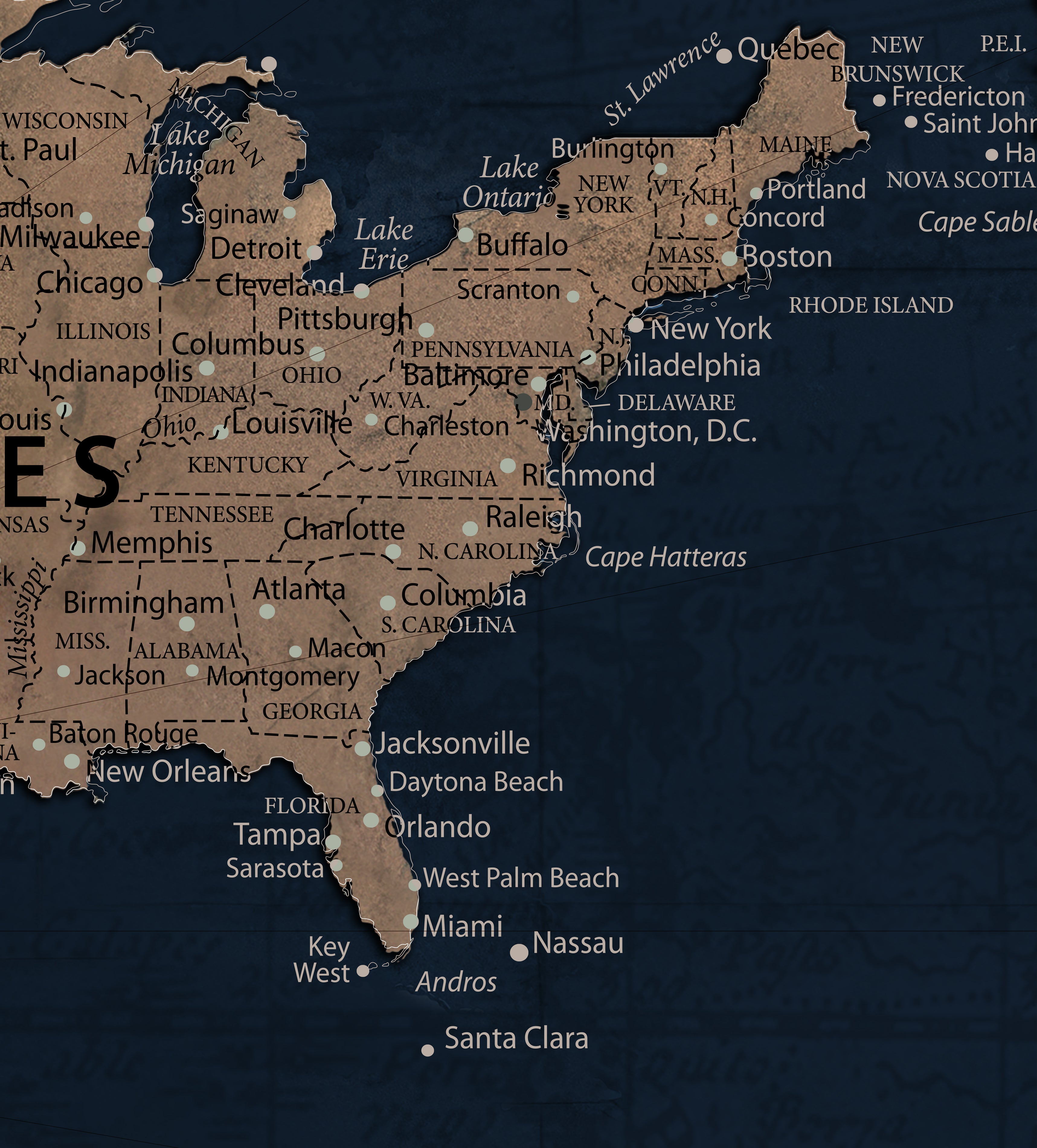 12015888-MGV-CV-36X24 - Blue Custom USA Push Pin Travel Map Canvas for Trip Tracker