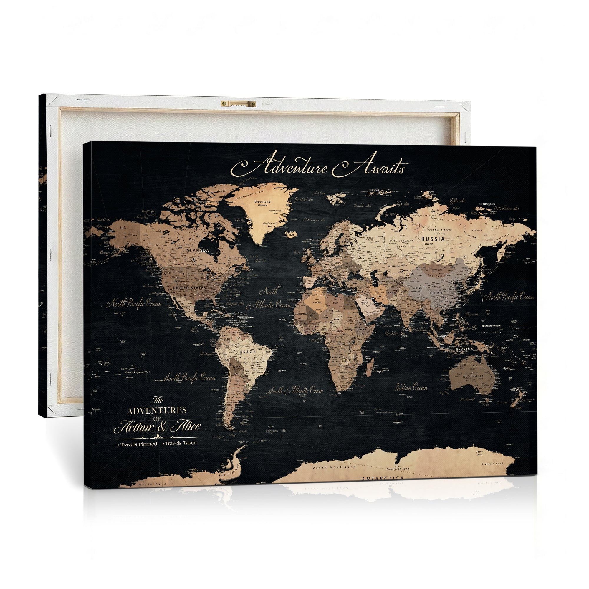 91164443-MGV-CV-36X24 - Personalized World Map Push Pin Travel Tracking Canvas for Travel Tracking