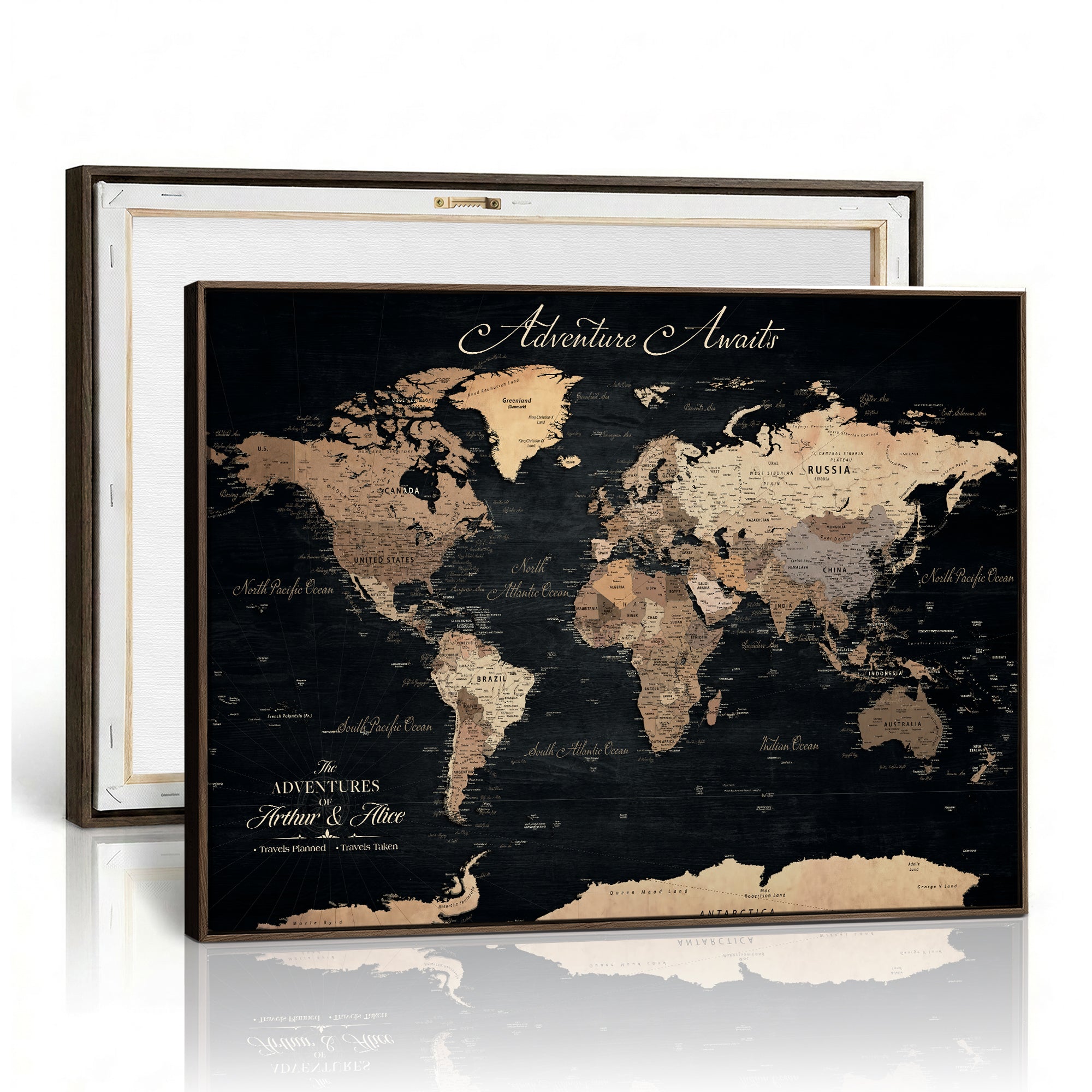 91164443-MGV-CV-36X24 - Personalized World Map Push Pin Travel Tracking Canvas for Travel Tracking