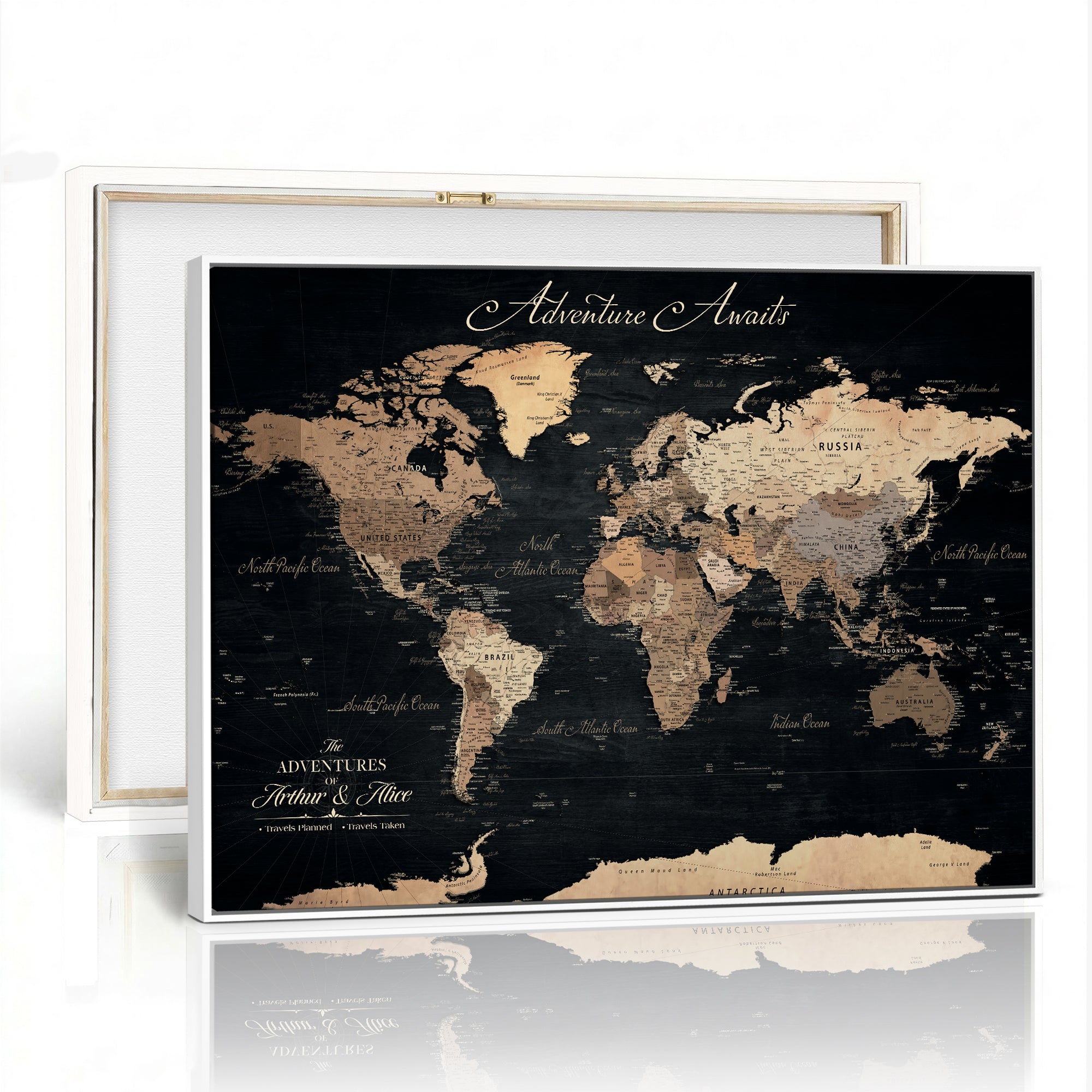 91164443-MGV-CV-36X24 - Personalized World Map Push Pin Travel Tracking Canvas for Travel Tracking