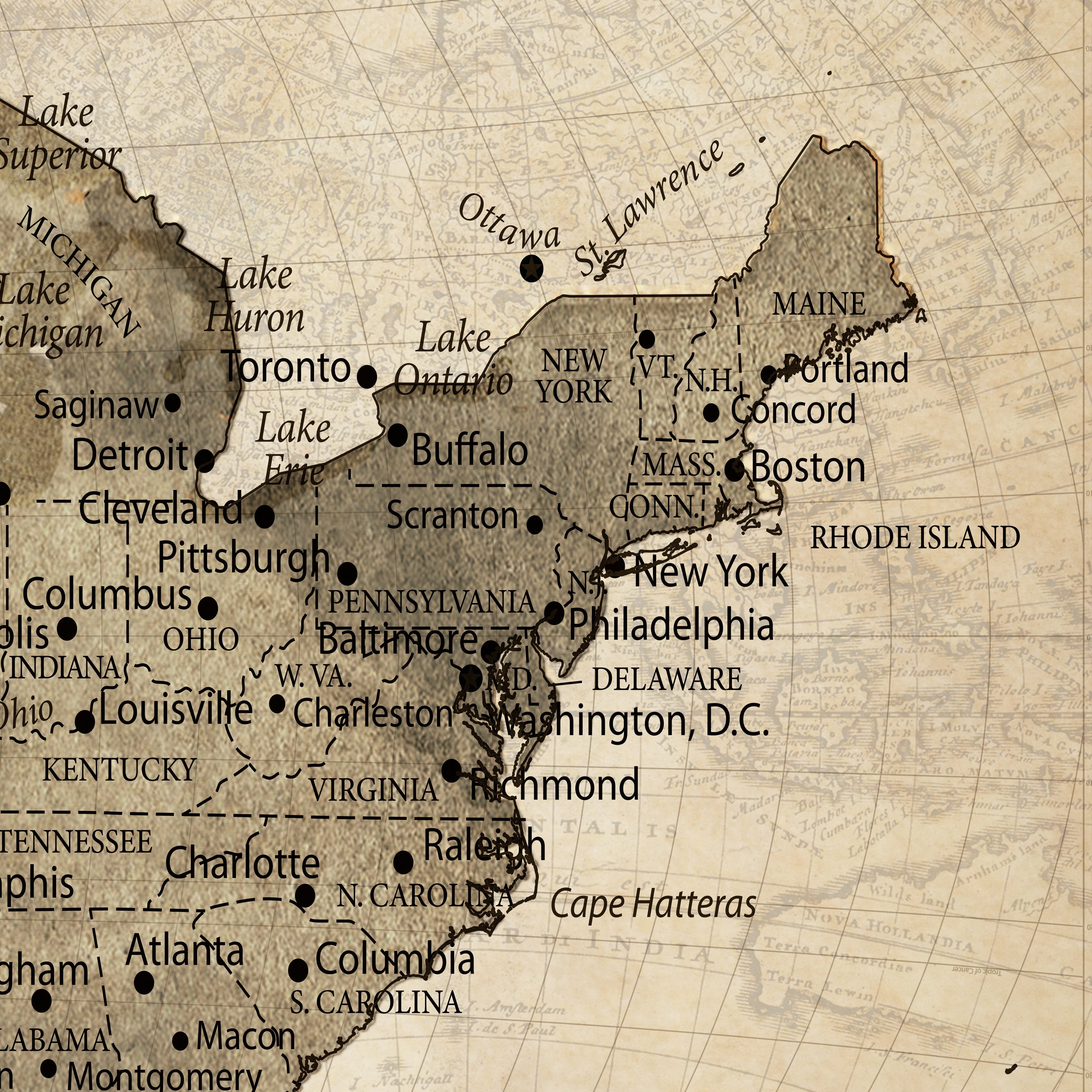 19102499U-MGV-CV-36X24 - Personalized USA Push Pin Travel Map Canvas for Adventure Wall Decor
