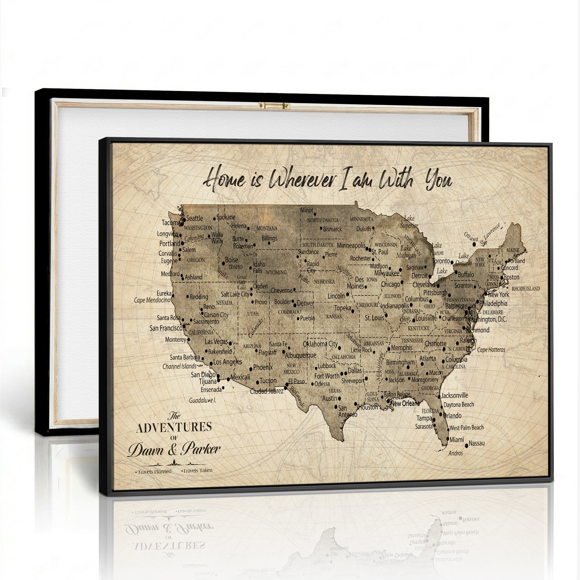19102499U-MGV-CV-36X24 - Personalized USA Push Pin Travel Map Canvas for Adventure Wall Decor