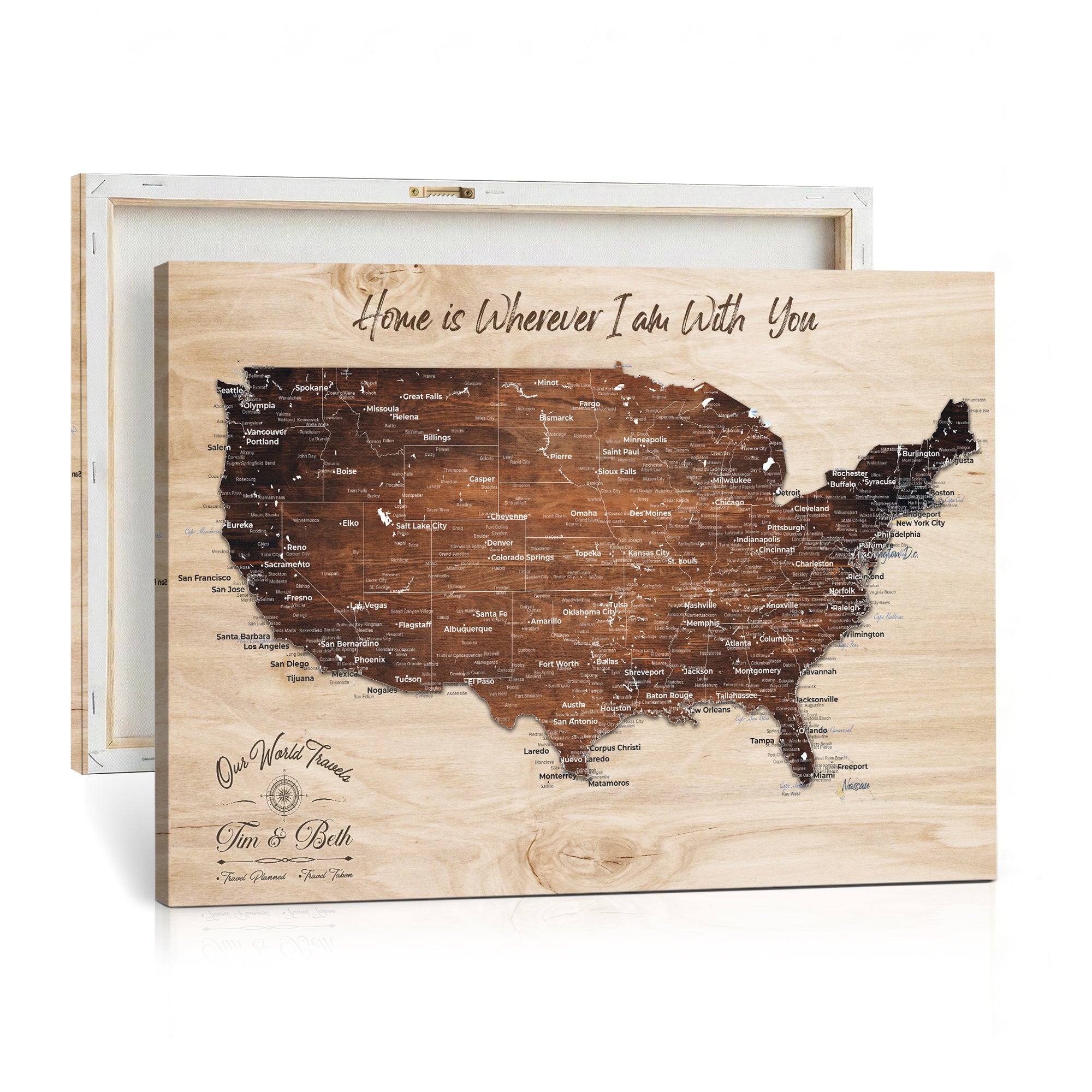 16274332-MGV-CV-36X24 - Personalized USA Push Pin Travel Map Canvas for Adventure Wall Decor