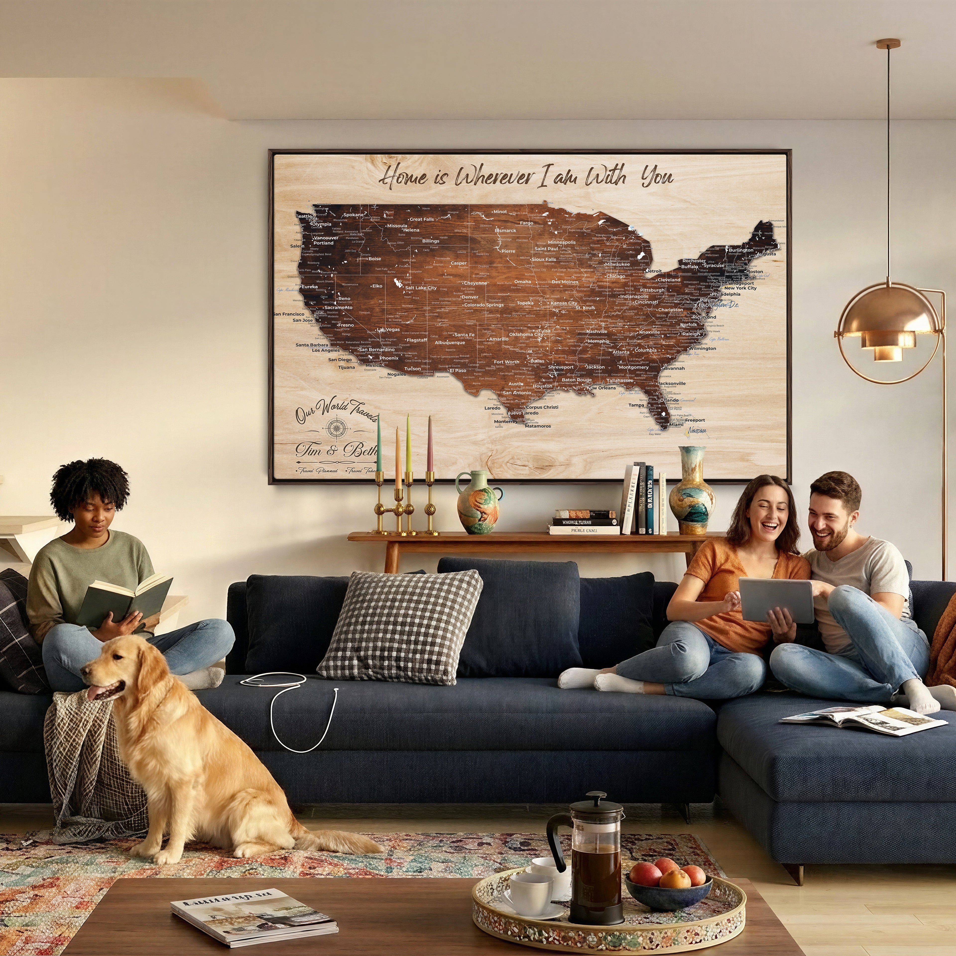 16274332-MGV-CV-36X24 - Personalized USA Push Pin Travel Map Canvas for Adventure Wall Decor
