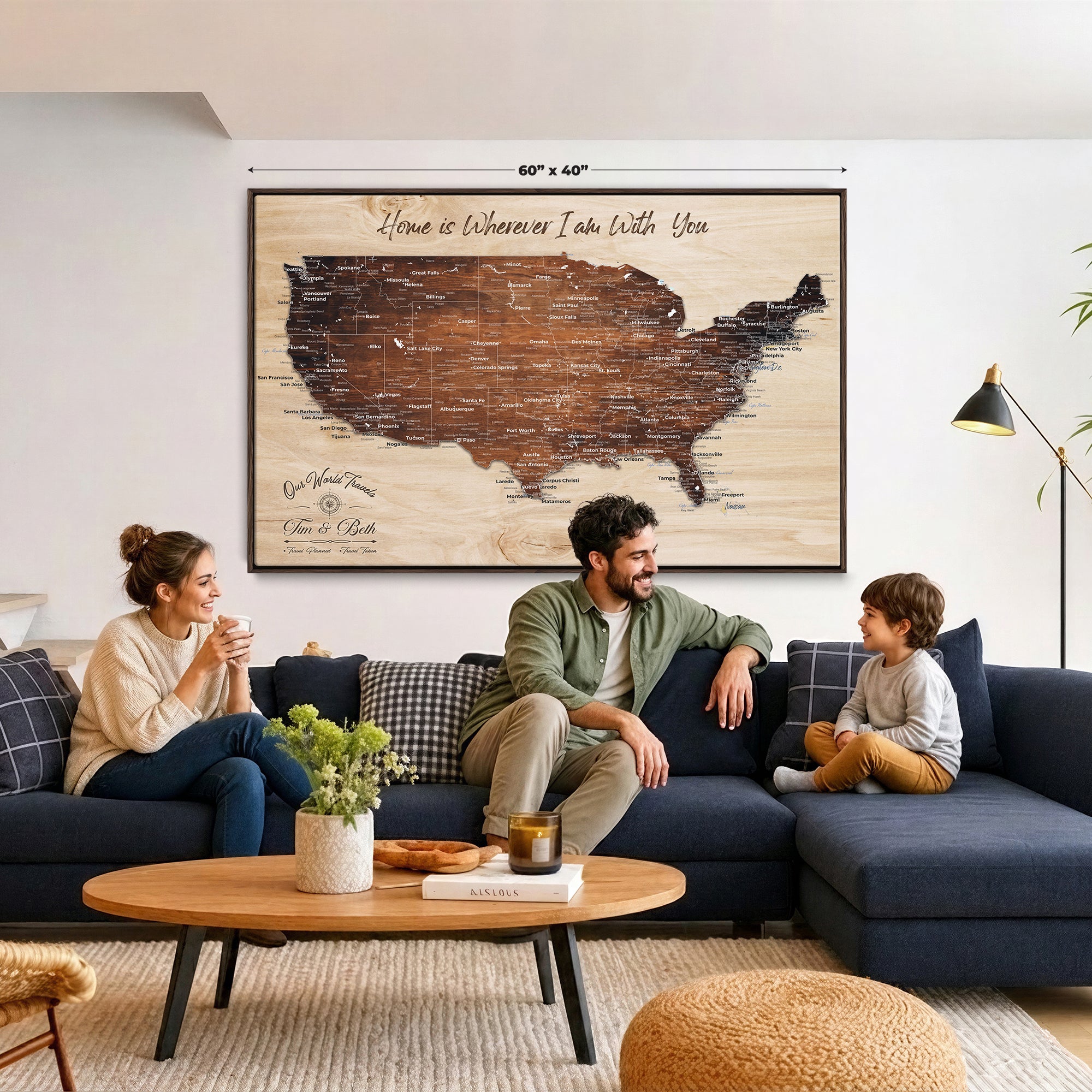 16274332-MGV-CV-36X24 - Personalized USA Push Pin Travel Map Canvas for Adventure Wall Decor
