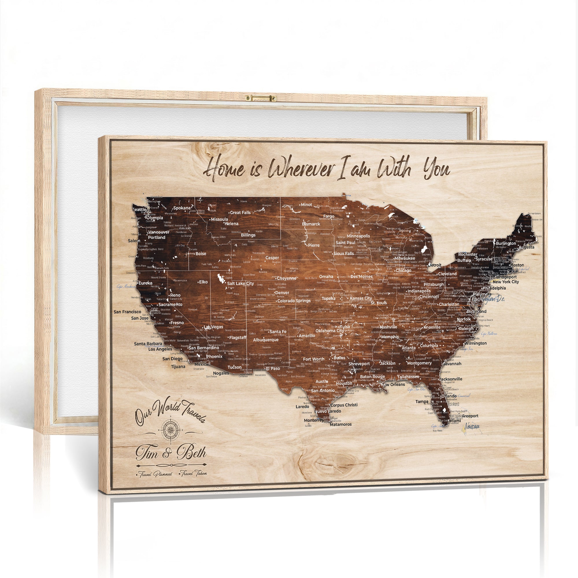 16274332-MGV-CV-36X24 - Personalized USA Push Pin Travel Map Canvas for Adventure Wall Decor