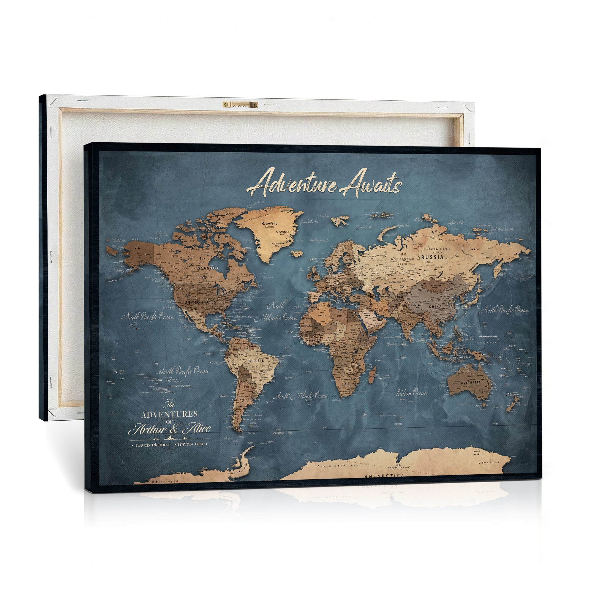 14637271-MGV-CV-36X24 - Custom Push Pin World Map Canvas | Personalized Travel Tracker | Wedding Anniversary Gift for Couples | Adventure Map Wall Art with Pins