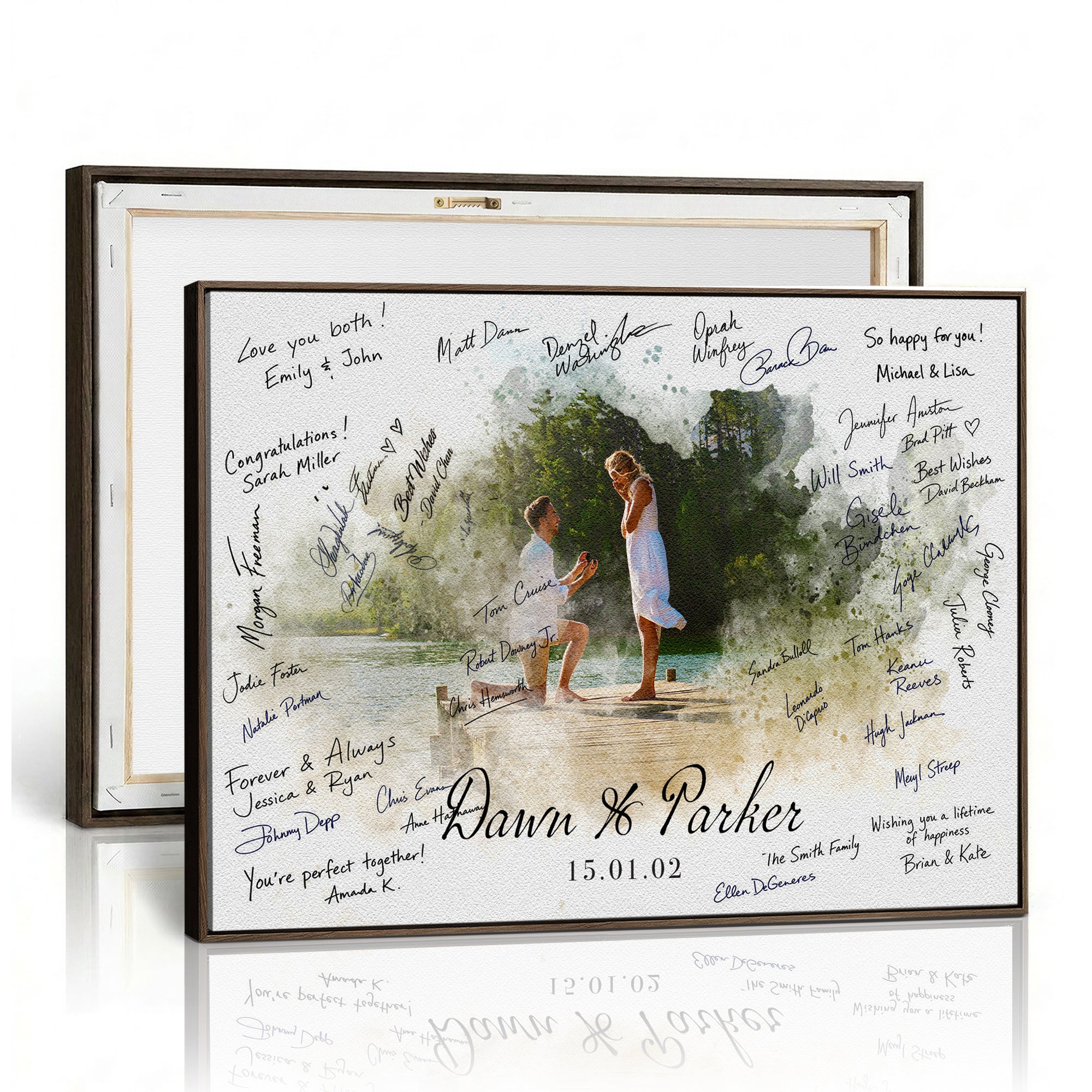 14326128-MGV-CV-36X24 - Wedding Guest Book Alternative Wall Art Canvas Print, Personalized Wedding Signature Poster, Custom Couple Photo Guestbook Canvas, Bridal Shower Reception Decor