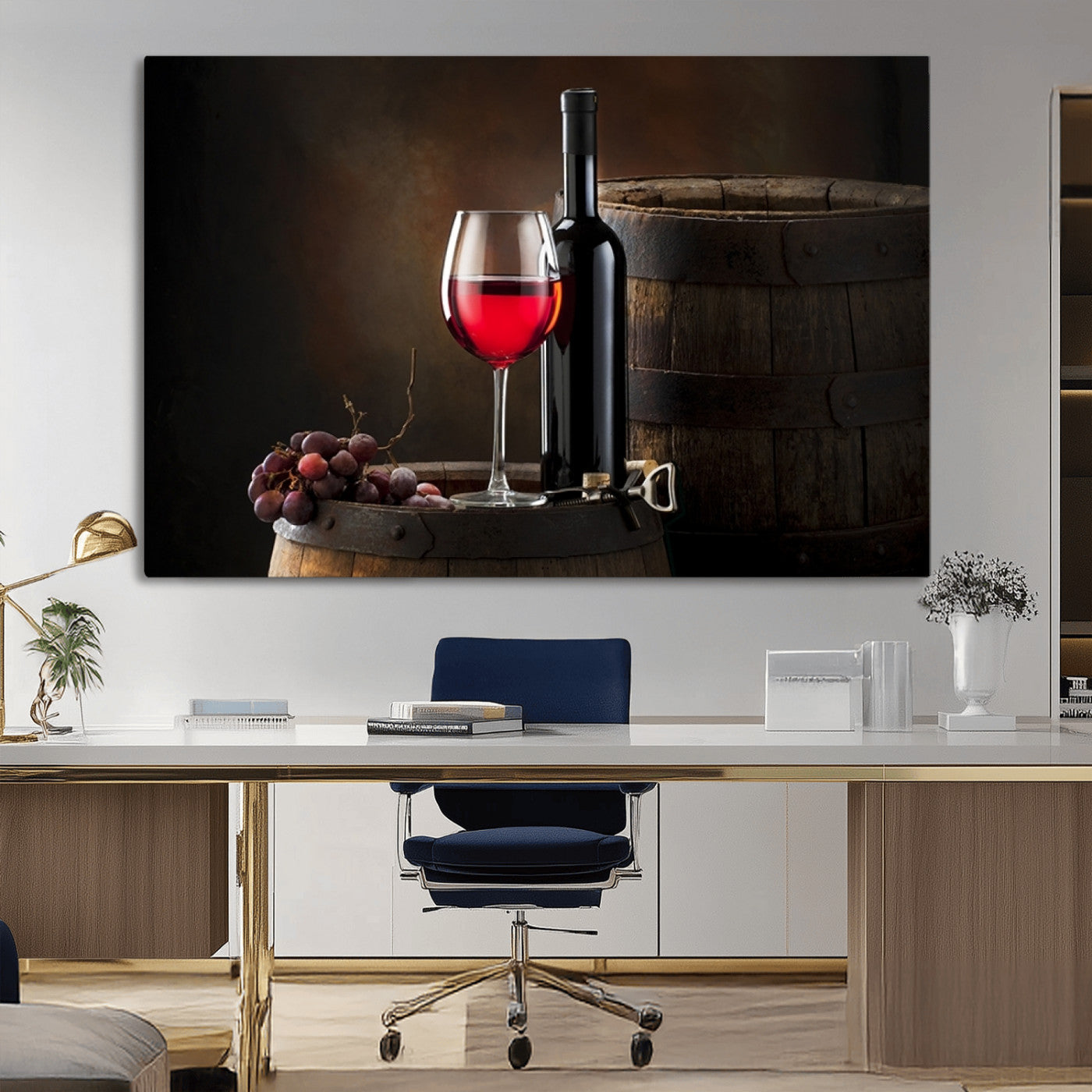 -Red Wine and Bottle Canvas Print
