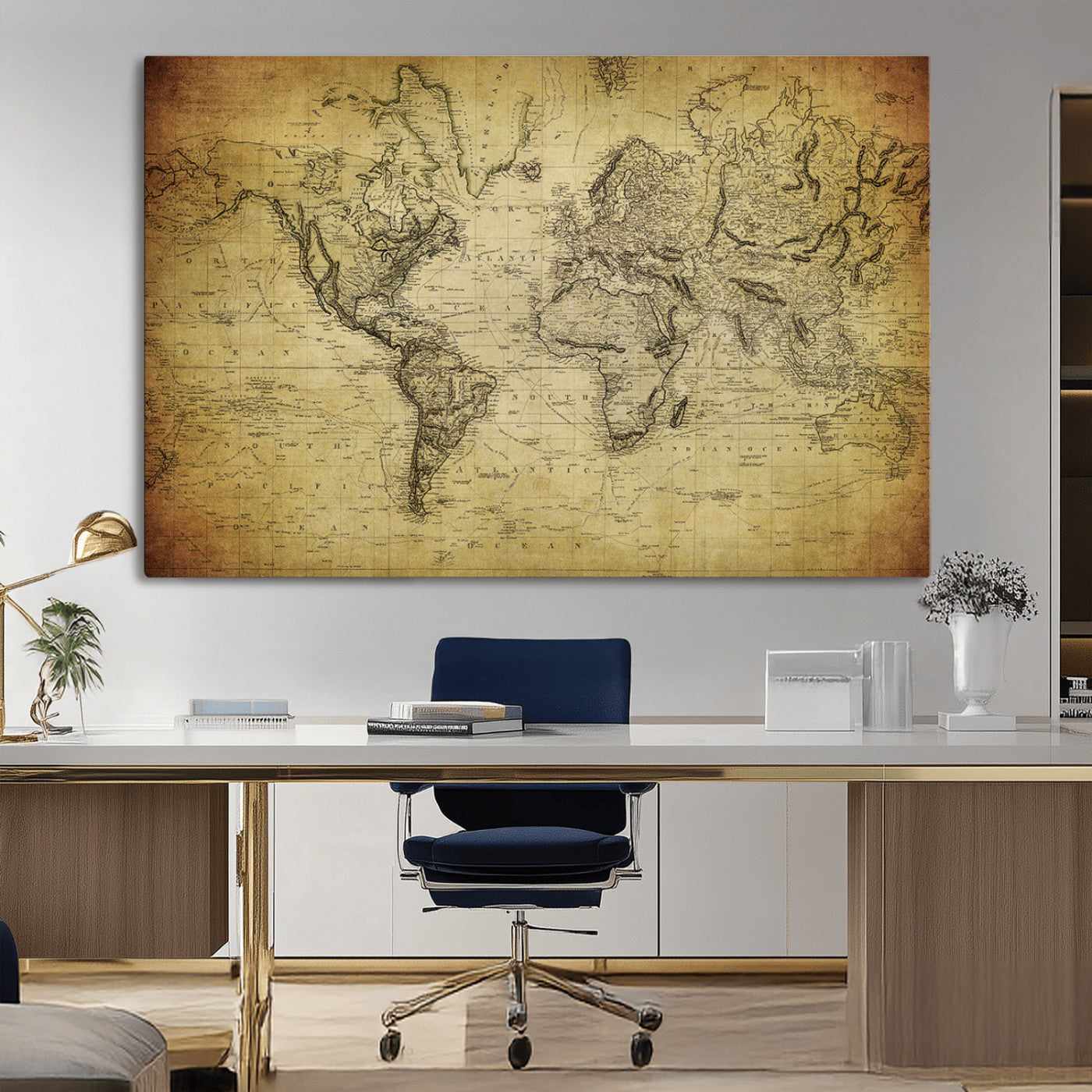 -Push Pin World Map Canvas Print – Travel Tracker Wall Art for Couples, Perfect Anniversary Gift for Home or Office Decor