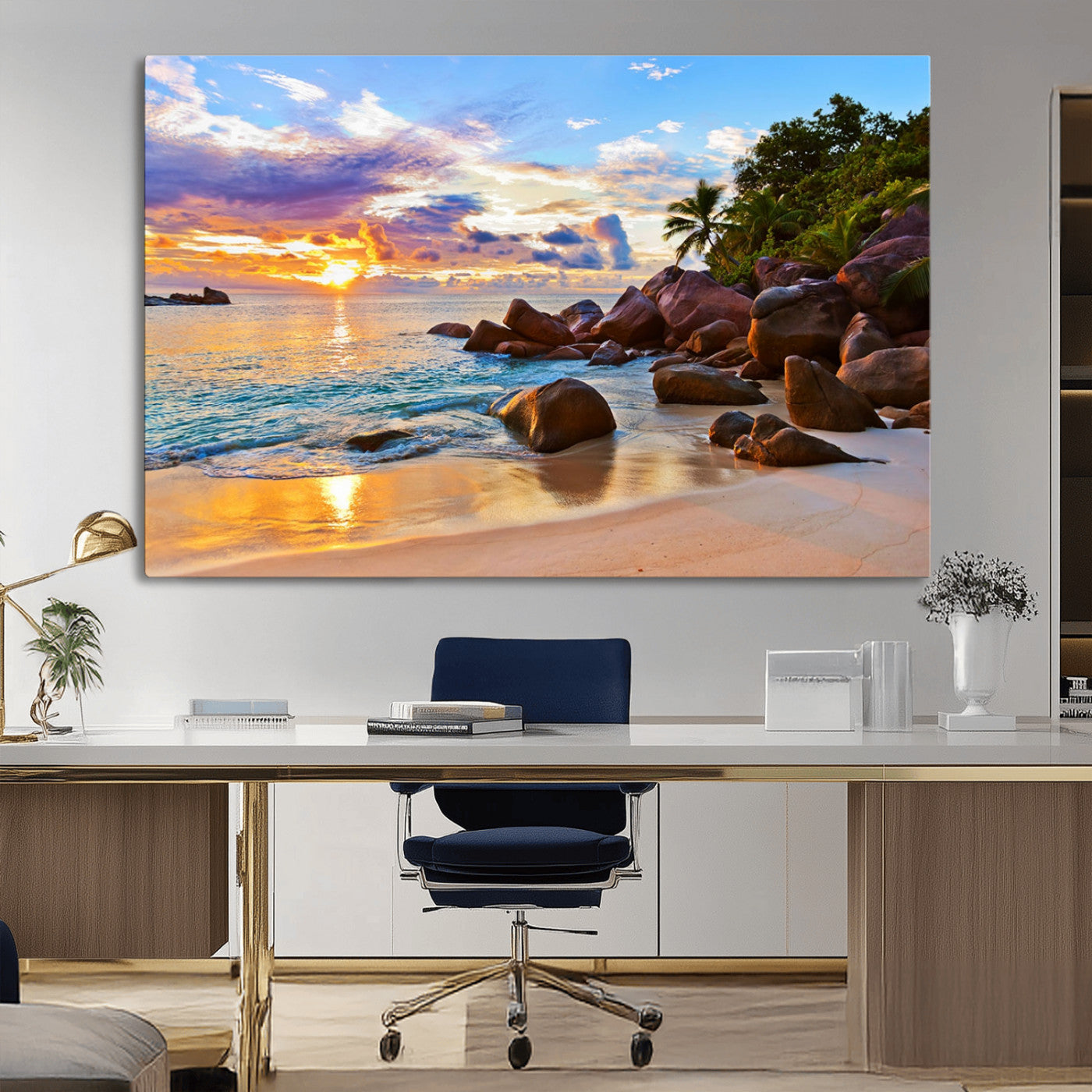 -Tropical Island Beach Sunset Canvas Print