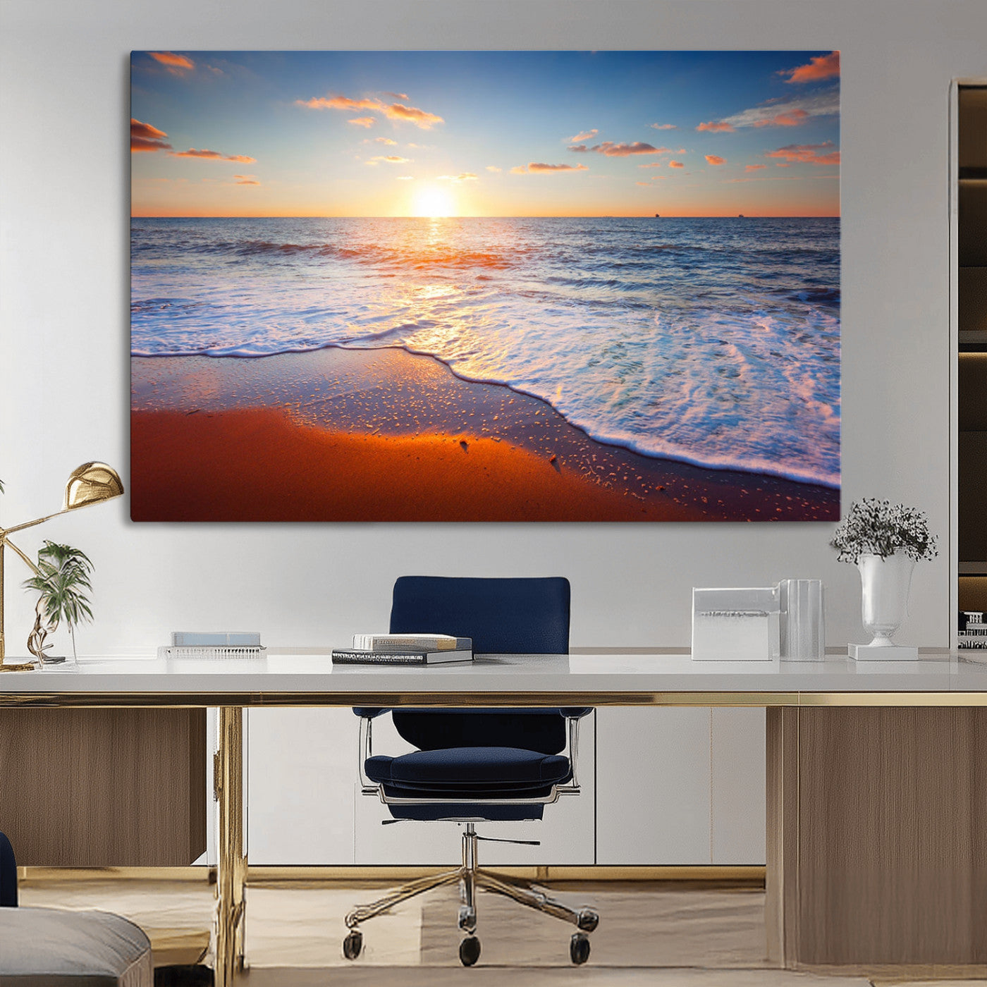 96736-MGV-CV-36X24-Ocean Beach Canvas Wall Art Beach Canvas, Coastal Sunset Tropical Island Beach Sunset Artwork Print