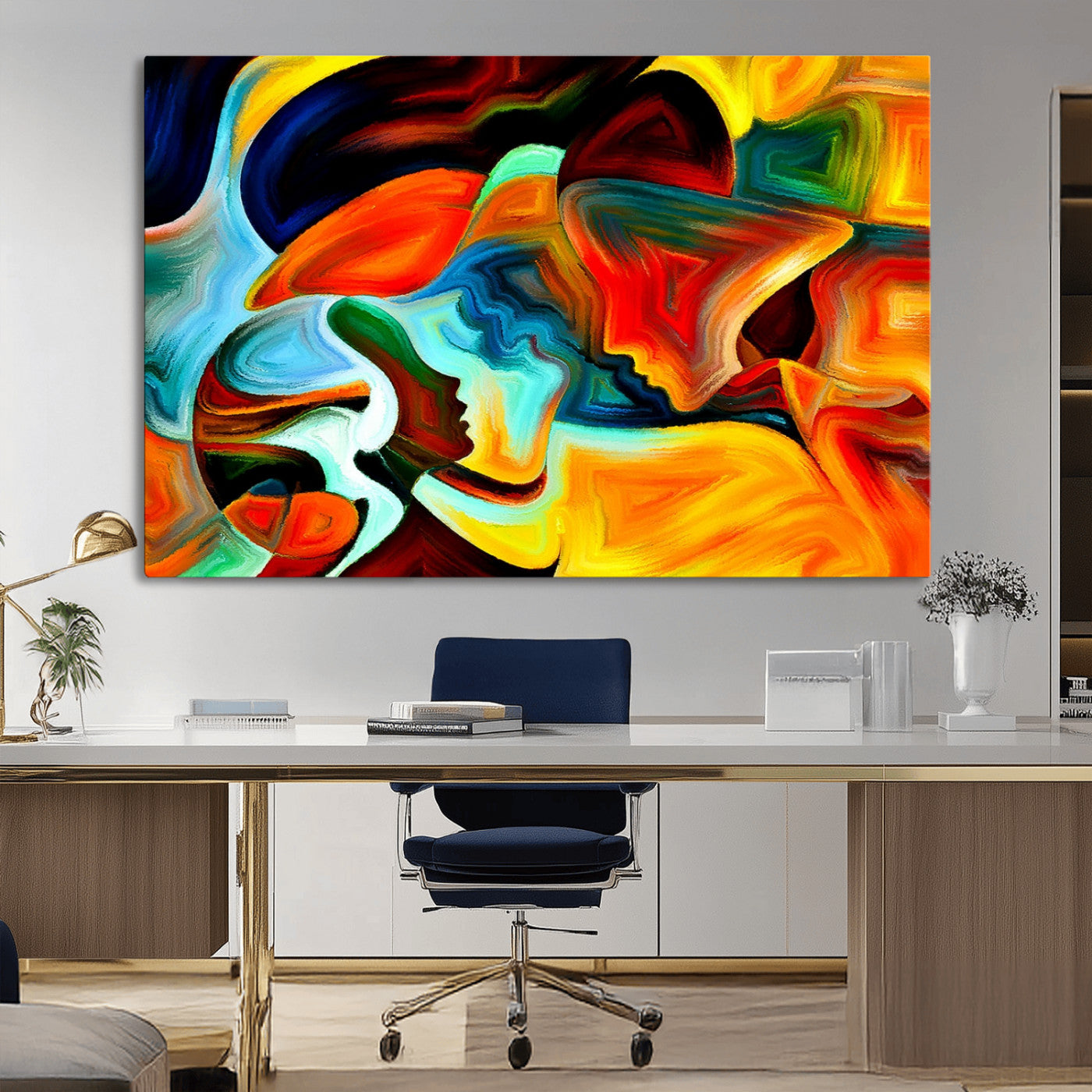 70242-MGV-CV-36X24-Human Love Figures Abstract Wall Art Canvas Print
