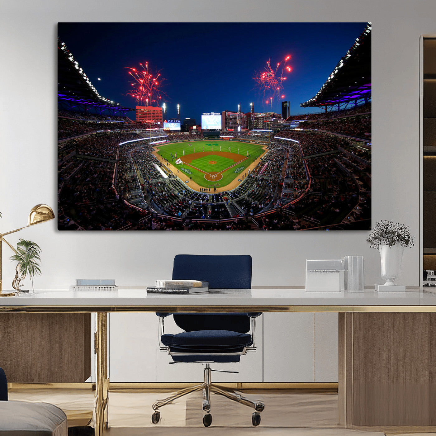 -Truist Park Atlanta Braves Baseball Stadium Wall Art Print | Large 3-Panel Canvas Print for Sports
