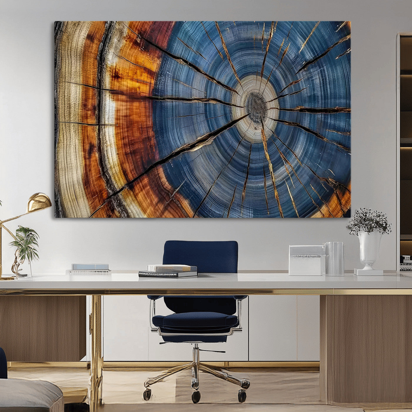10583-MGV-CV-36X24-Abstract Tree Rings Canvas Wall Art - Wood Grain Canvas Print - Nature-Inspired Modern Wood Grain