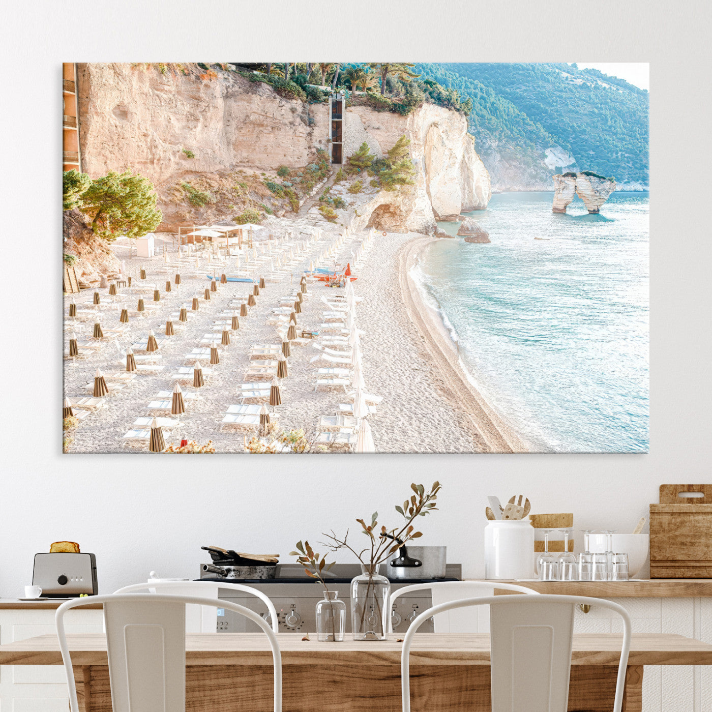 -Beach Wall Art Canvas Print, Framed Coastal Art Picture Print, Summer Shore Perfect Coastal Decor