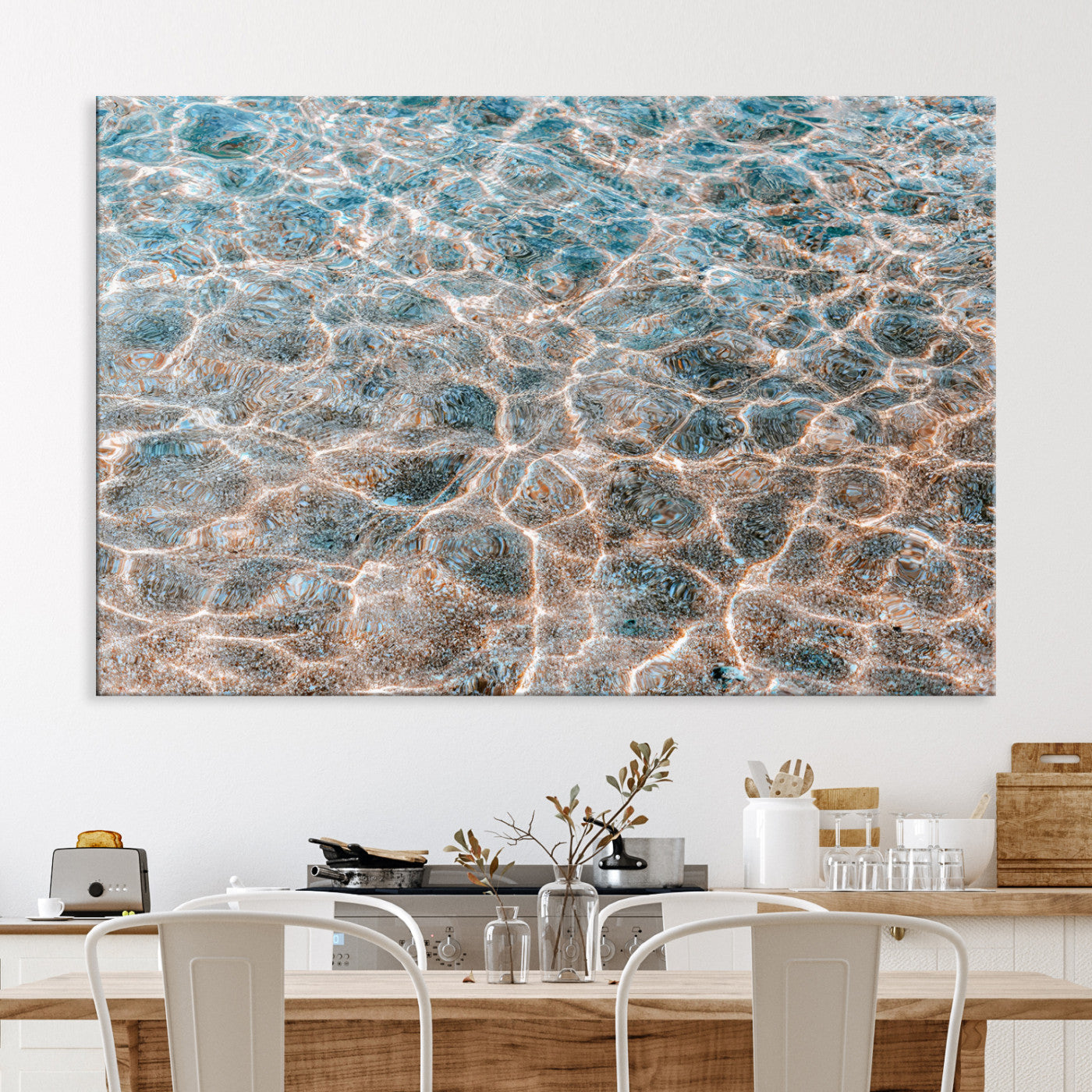 26580287-MGV-CV-36X24-Clear Water Wall Art Canvas Print, Framed Sunlit Ripples Art Picture Print, Ocean Texture Perfect Modern Coastal Decor