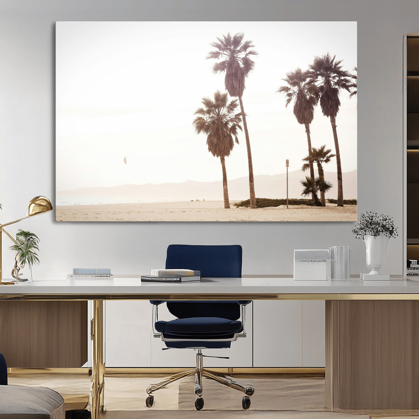 -Coastal Light Wall Art Canvas Print – Relaxing Shoreline Minimalist Ocean Tropical Serenity Artwork for Home, Office