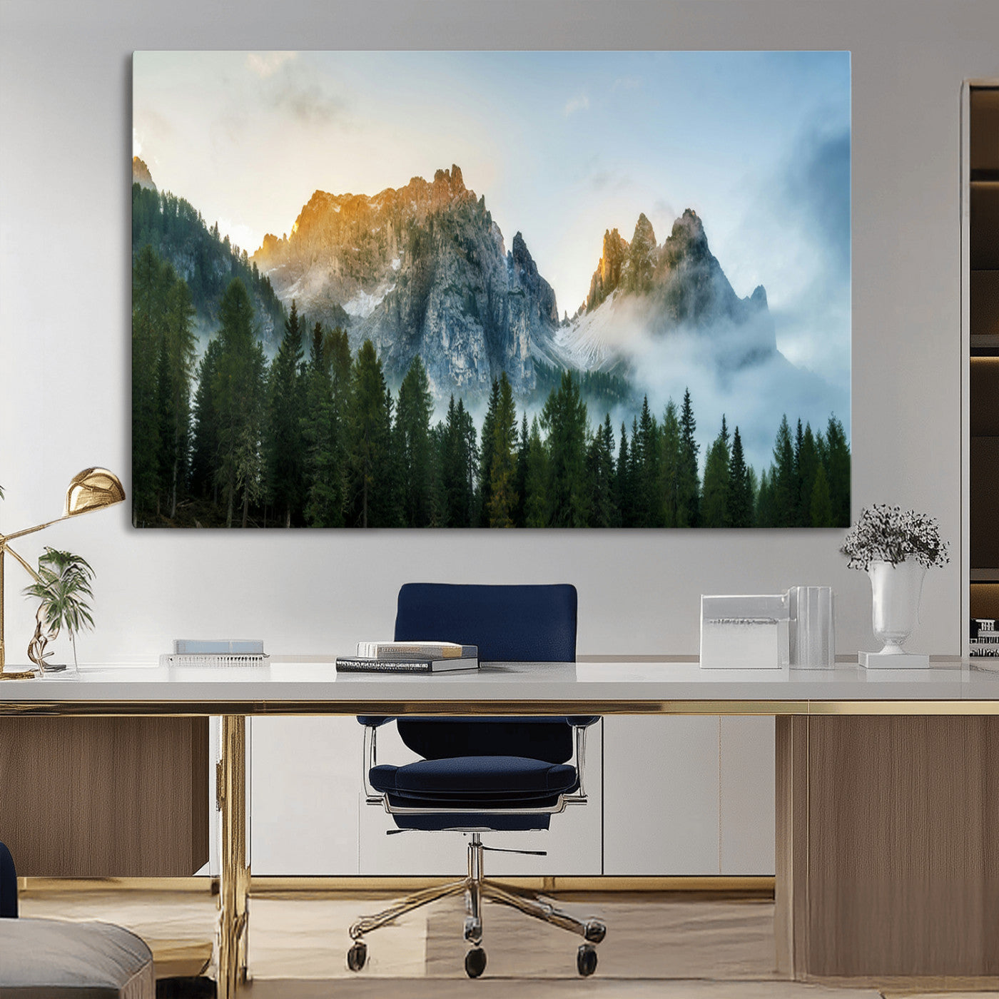 21145440-MGV-CV-36X24-Wilderness Wall Art Canvas Print – Misty Forest Nature Landscape Photography Rustic Scenic Artwork for Home, Office