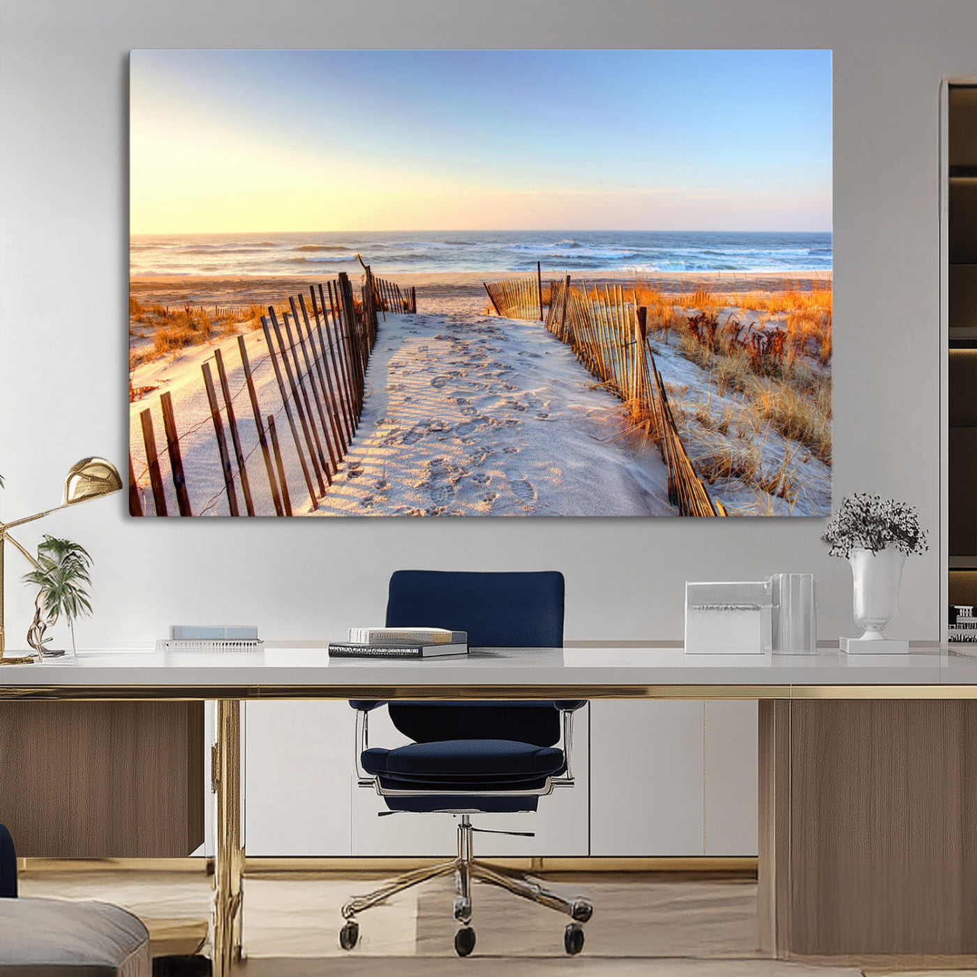 73351887-MGV-CV-36X24-Ocean Sunset Wall Art Canvas Print – Nautical Beach Photography Summer Coastal Serenity Artwork for Home, Office