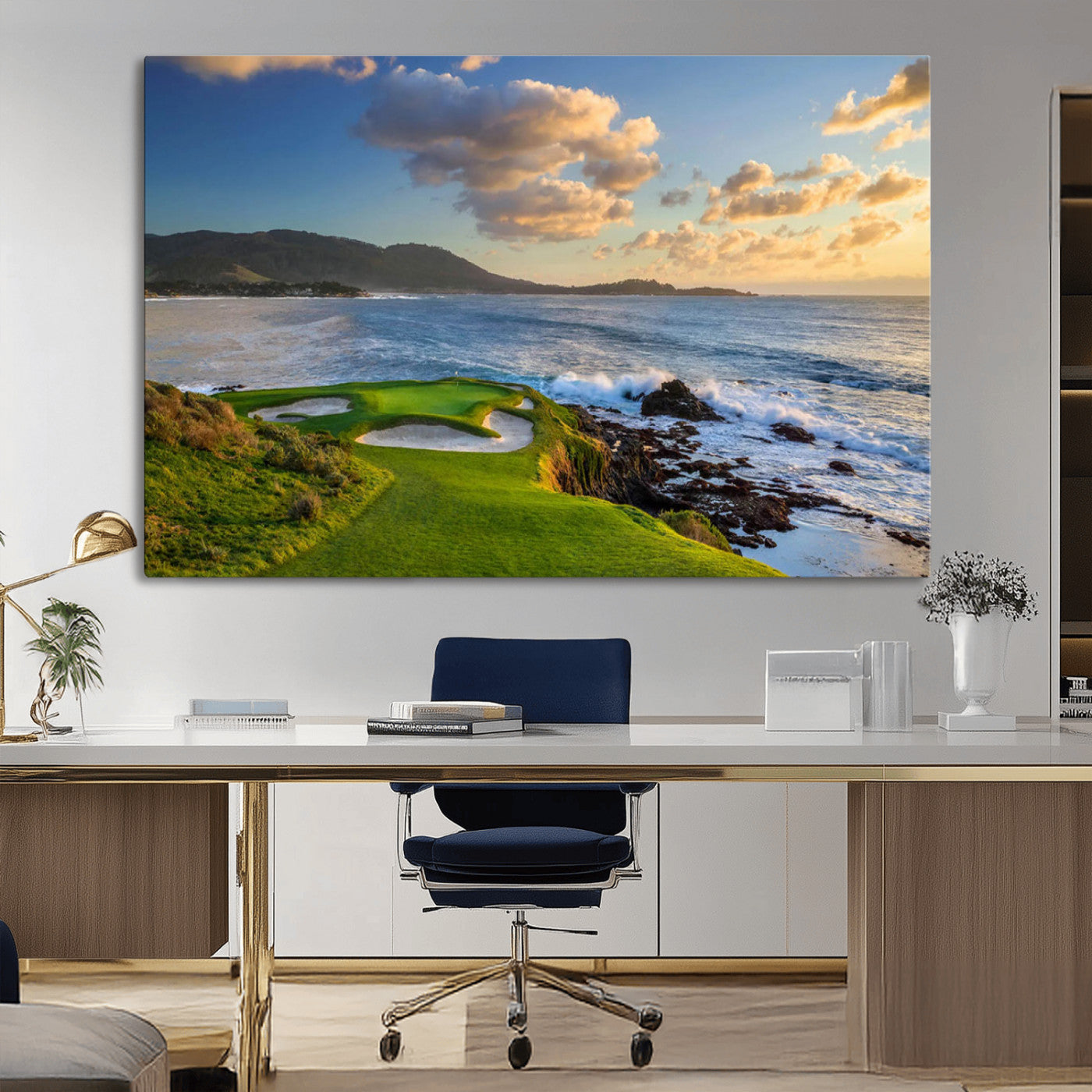 50107048-MGV-CV-36X24-Pebble Beach Golf Links Wall Art Canvas Print – Iconic Coastal Golf Course Artwork for Home, Office, Living Room