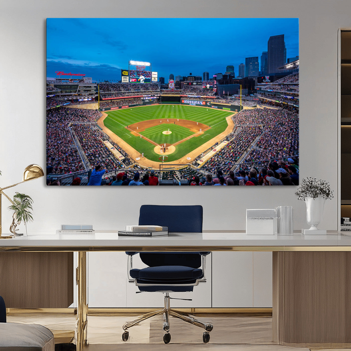 -Target Field Stadium Wall Art Canvas Print – Minnesota Twins Baseball Team Iconic Ballpark Scene for home, office