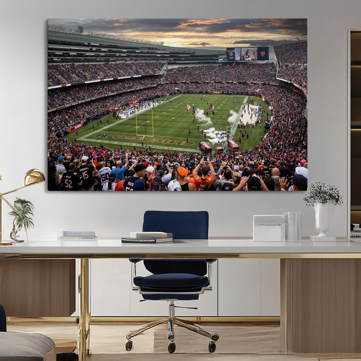 87578930-MGV-CV-36X24-Chicago Bears Soldiers Field Wall Art Canvas Print – Framed Football Stadium Artwork for Home, Office, Living Room