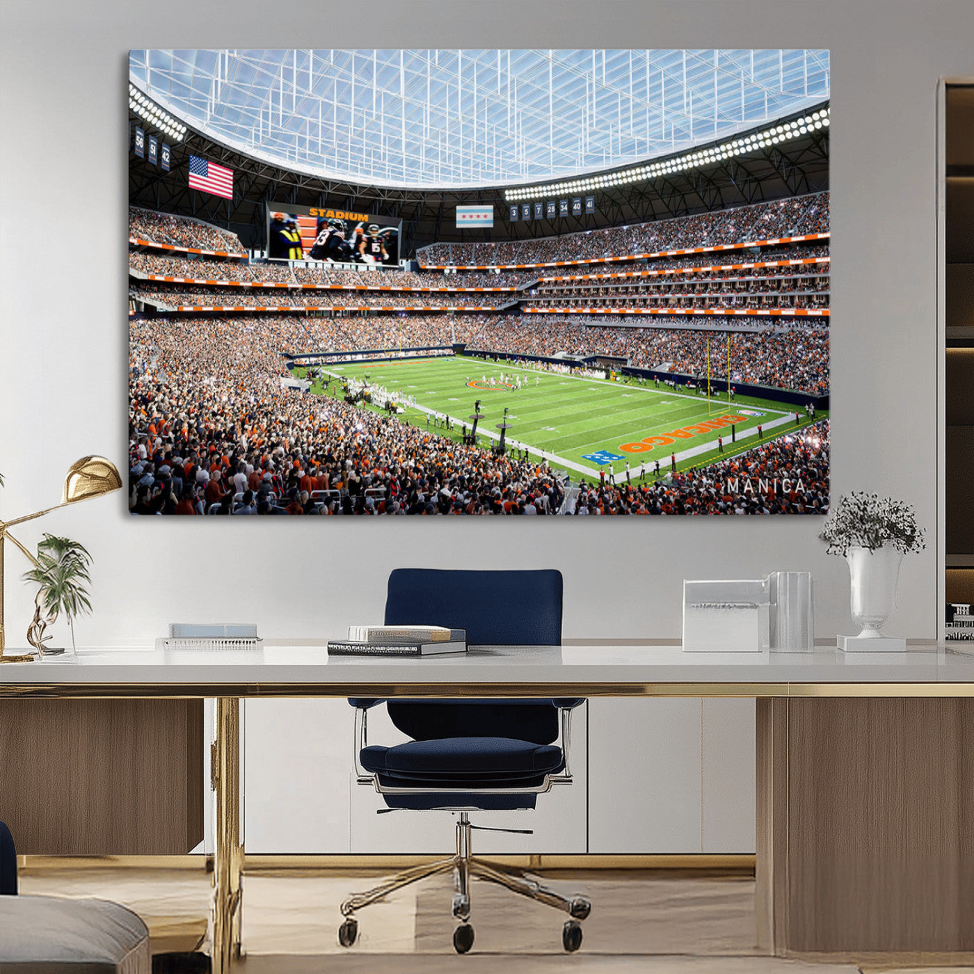 -Chicago Bears Soldiers Field Wall Art Canvas Print – Framed Football Stadium Artwork for Home, Office, Living Room