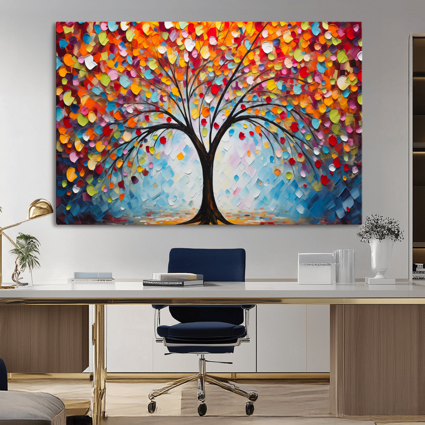 HS2447-MGV-CV-36X24-Vibrant Tree of Life Canvas Wall Art – Colorful Abstract Nature in Modern Decor - Ready to Hang