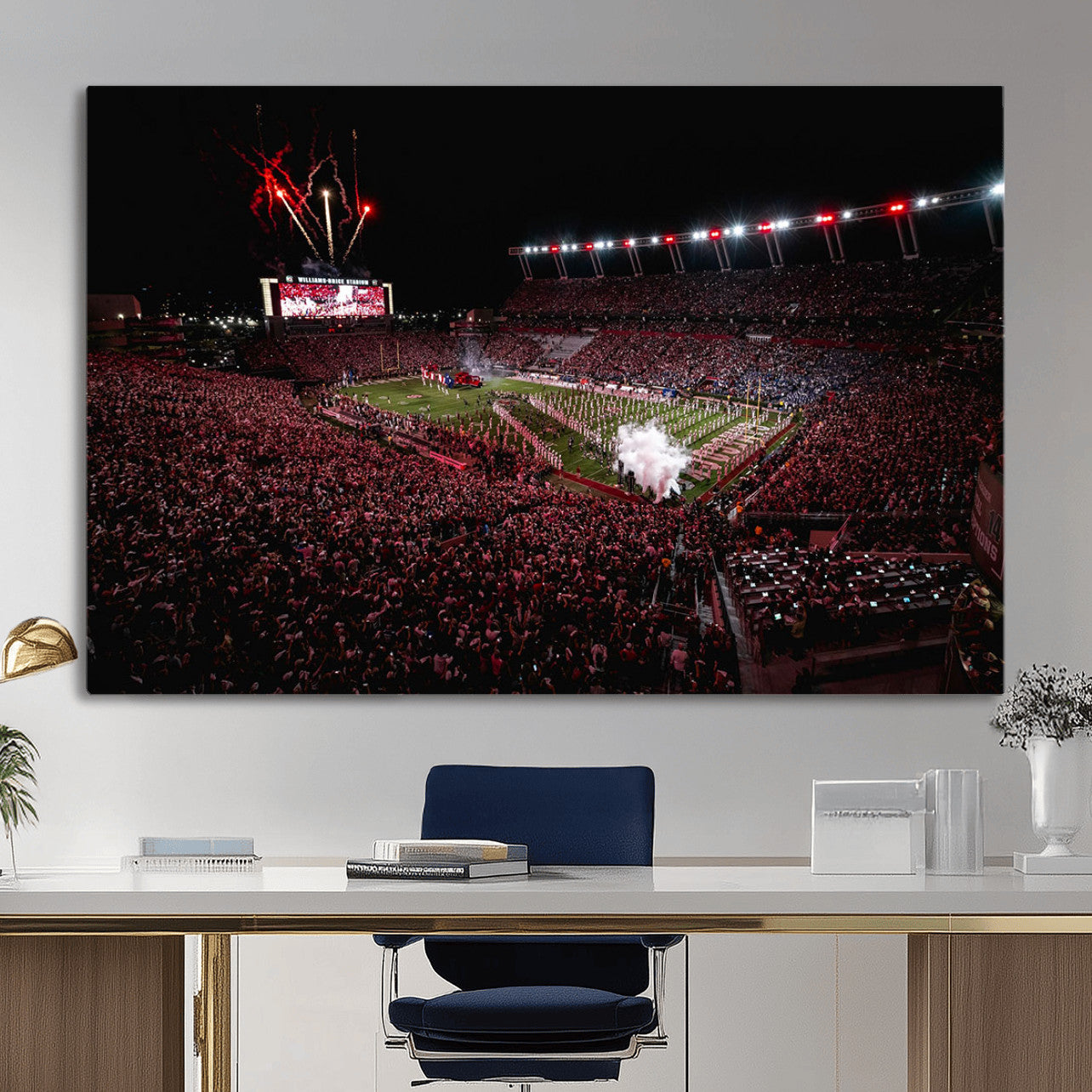 60690191-MGV-CV-36X24 - William Brice Stadium Wall Art Print – Baseball Game Room Artwork Print for Basement Dorm, Home, Office