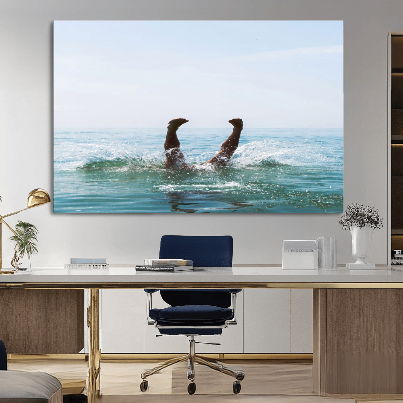 MGV-CV-36X24 - Summer Splash Ocean Photography Print, Vibrant Coastal Wall Art, Beach Vibes Decor, Fun Vacation