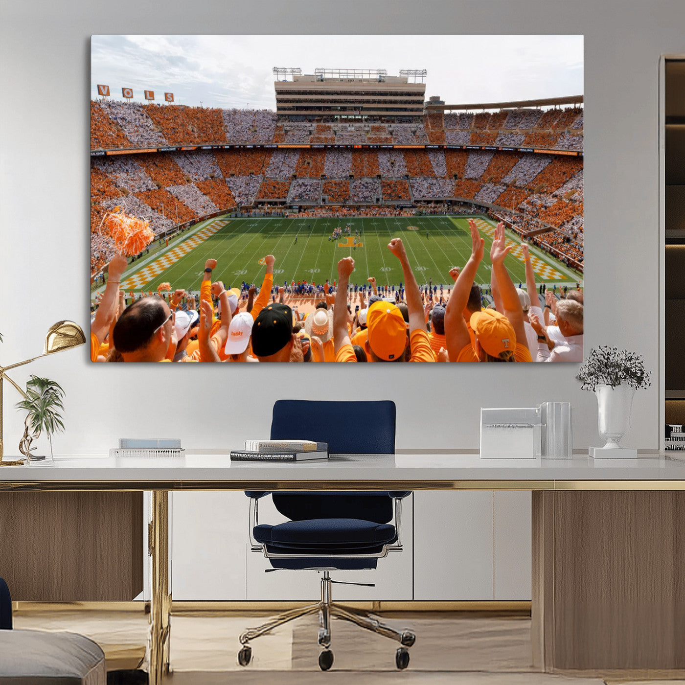 76011417-MGV-CV-36X24-Tennessee Neyland Stadium Wall Art Print, Sports Arena Canvas Wall Art, Panoramic Stadium Canvas Print, Modern Athletic Field Art Printing