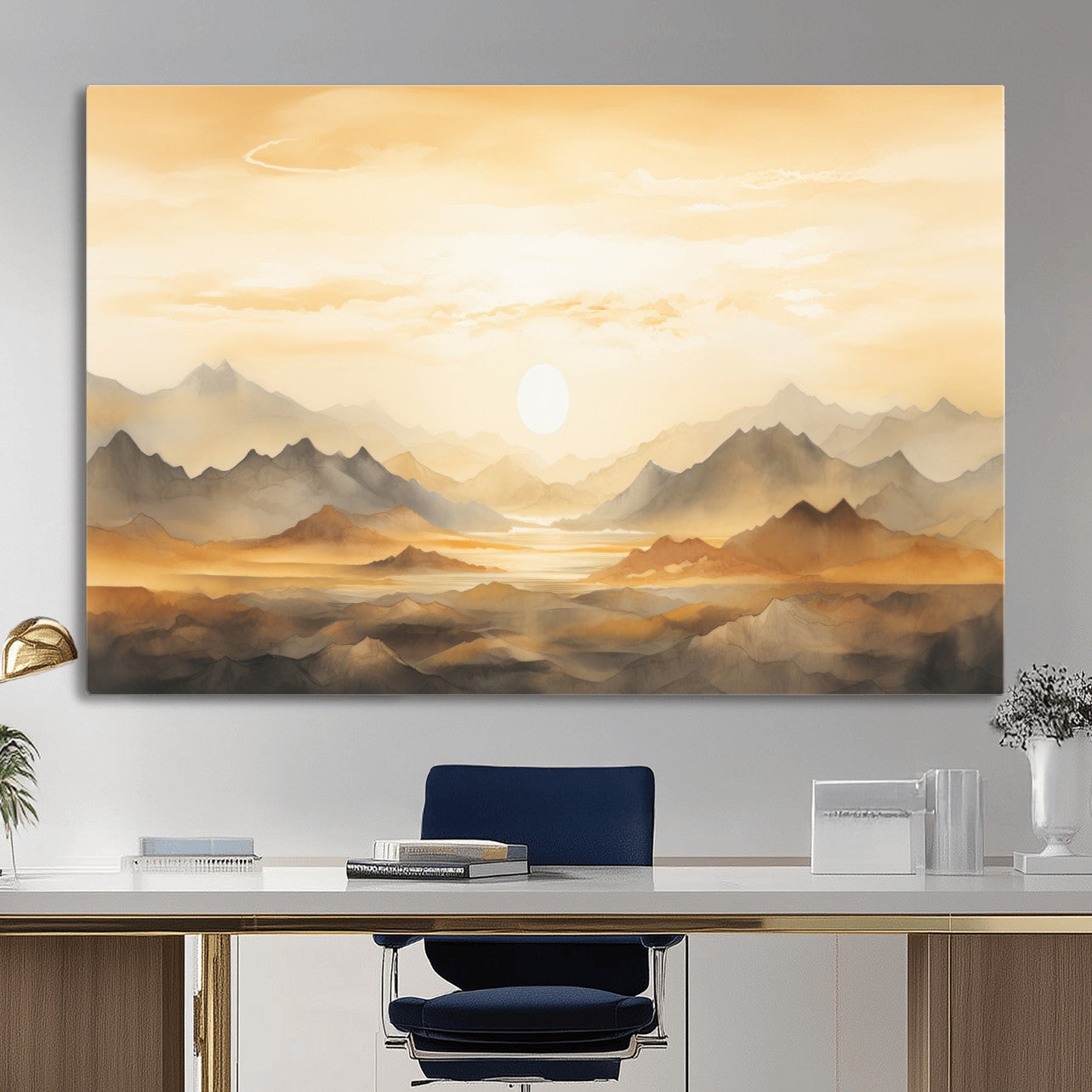 Nihat1-29-MGV-CV-36X24-Sepia Color Abstract Mountain Wall Art Canvas Print