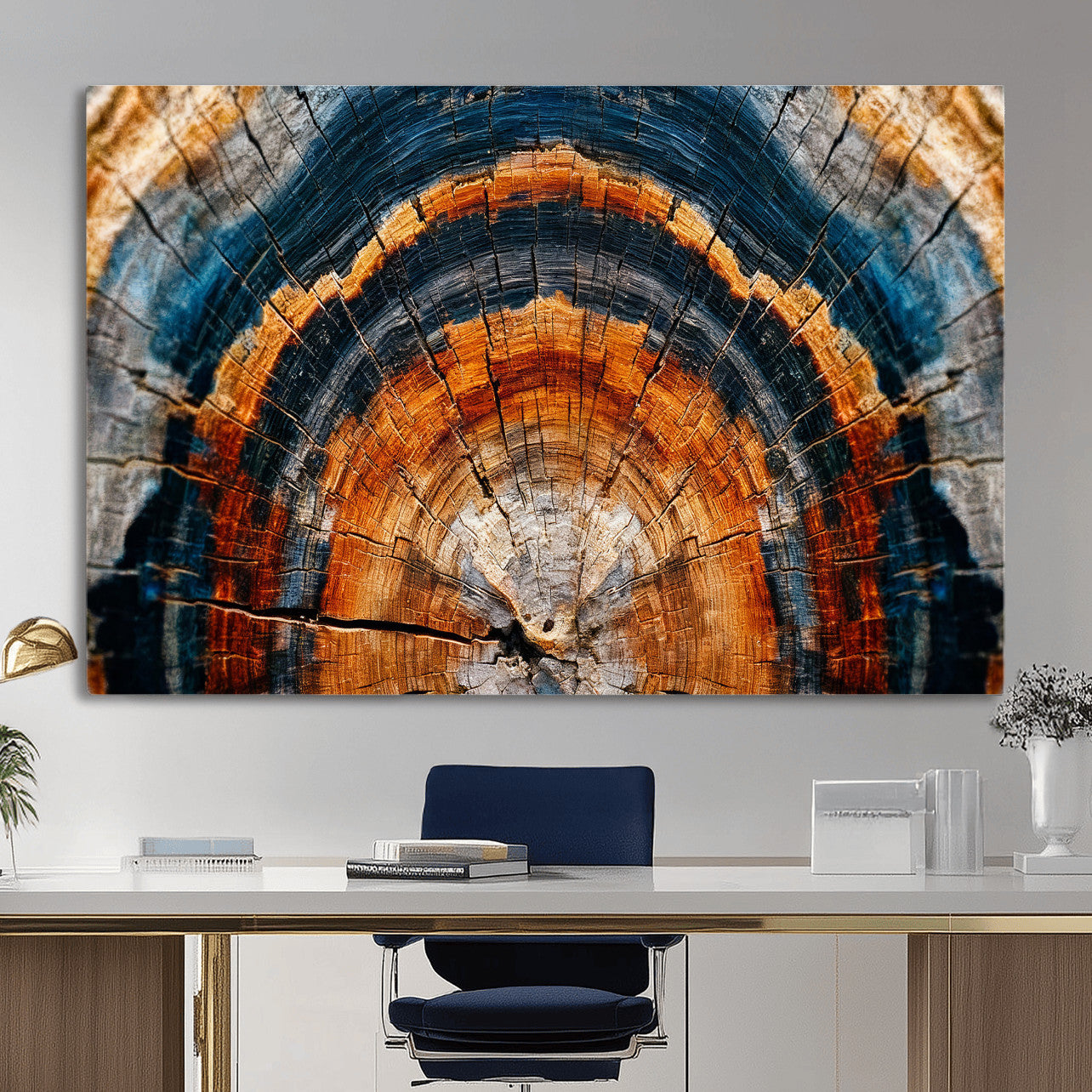 92693966N-MGV-CV-36X24 - Abstract Wood Grain Canvas Print, Tree Ring Pattern Wall Art, Framed Canvas Ready to Hang