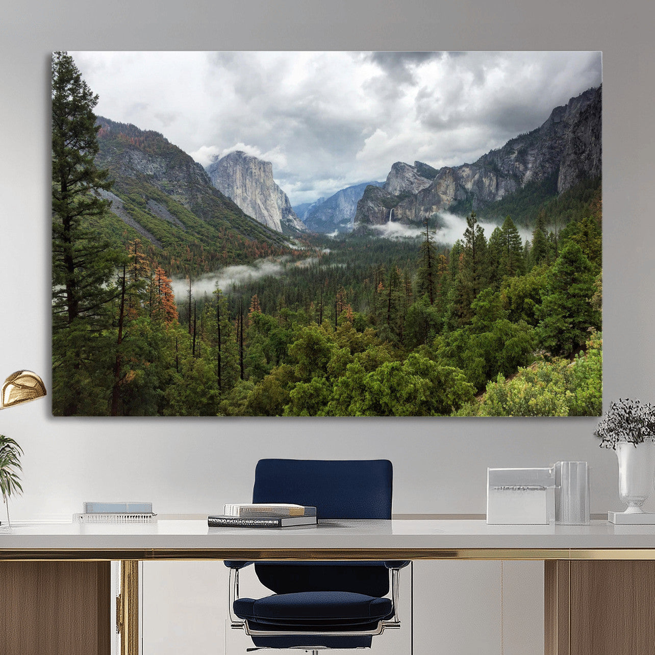 46168759-MGV-CV-36X24 - Yosemite Valley Wall Art Canvas Print, El Capitan Mountain Landscape Nature Wall Decor