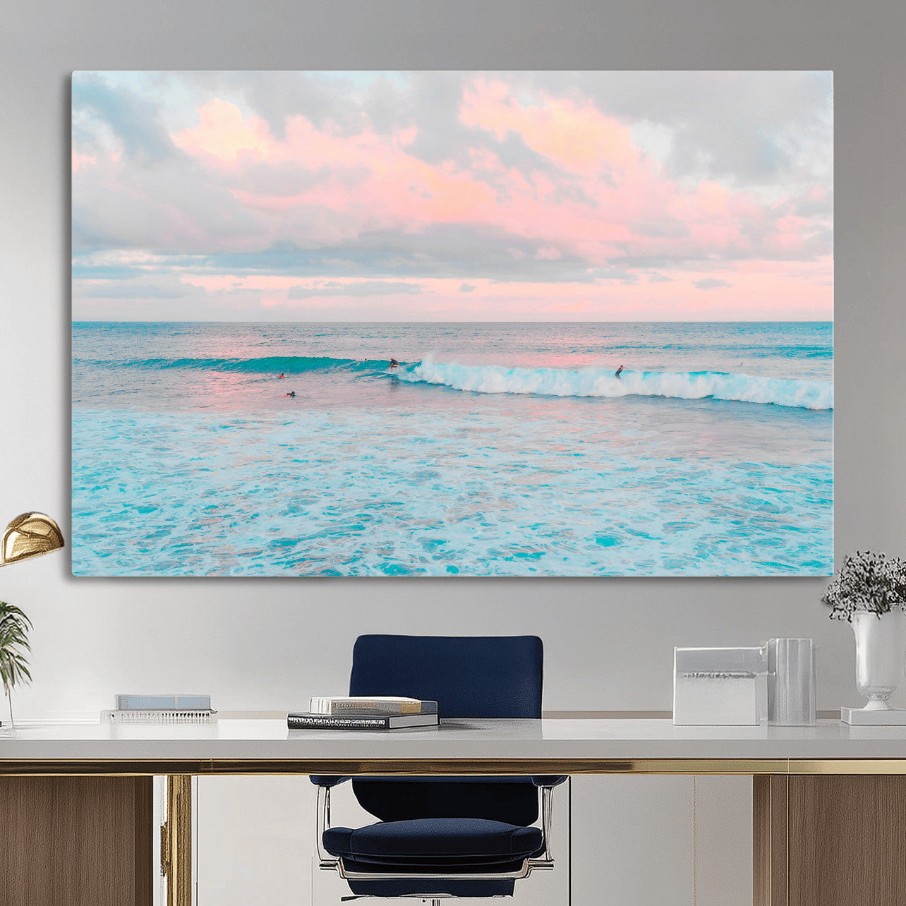 73216461-MGV-CV-36X24 - Ocean Wave Wall Art Canvas Print, Pastel Surf Seascape Photography, Coastal Beach Wall Decor