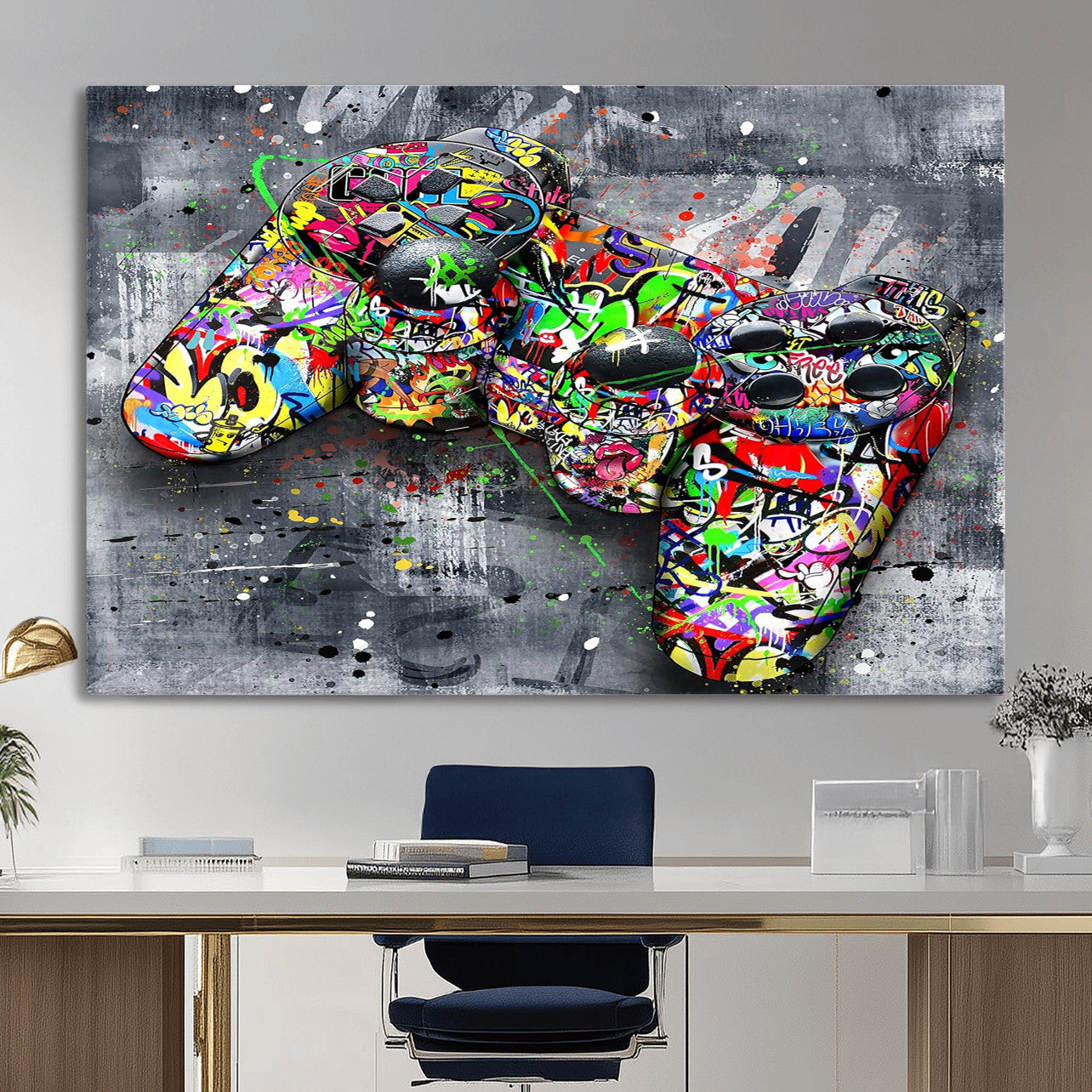 42929610-MGV-CV-36X24 - Graffiti Canvas Wall-Art For Bedroom - Gaming Wall Art For Teen Boys - Abstract Painting Pop Art Modern Home Wall Decor Ready to Hang