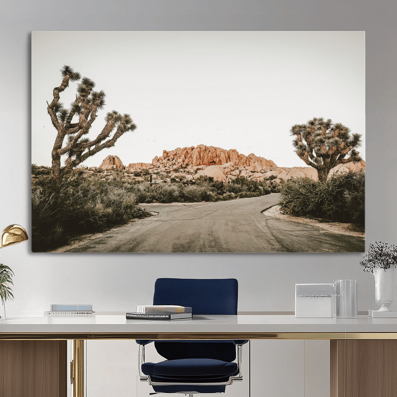 97248544-MGV-CV-36X24 - Joshua Tree Desert Wall Art Canvas Print, Minimal Southwestern Landscape Nature Wall Decor for Modern and Boho Interiors