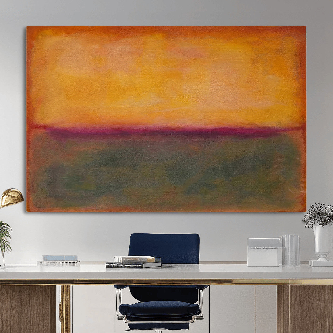 21628300-MGV-CV-36X24 - Abstract Color Field Wall Art Canvas Print, Framed Minimalist Horizon Artwork for Living Room Bedroom Office