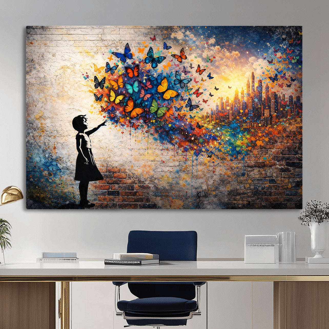 21540821-MGV-CV-36X24 - Banksy Girl Wall Art Canvas Print for Living Room Decor