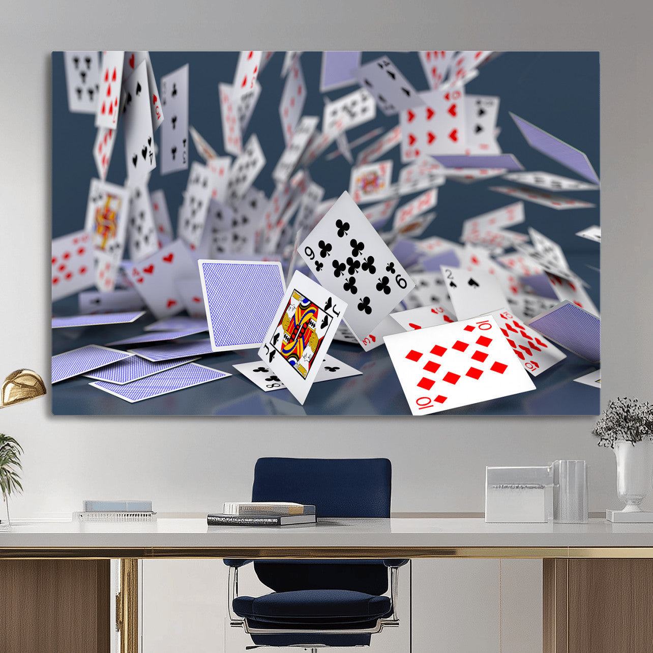66392185-MGV-CV-36X24 - Playing Cards Canvas Wall Art | Casino Game Room Decor, Poker Decor Art