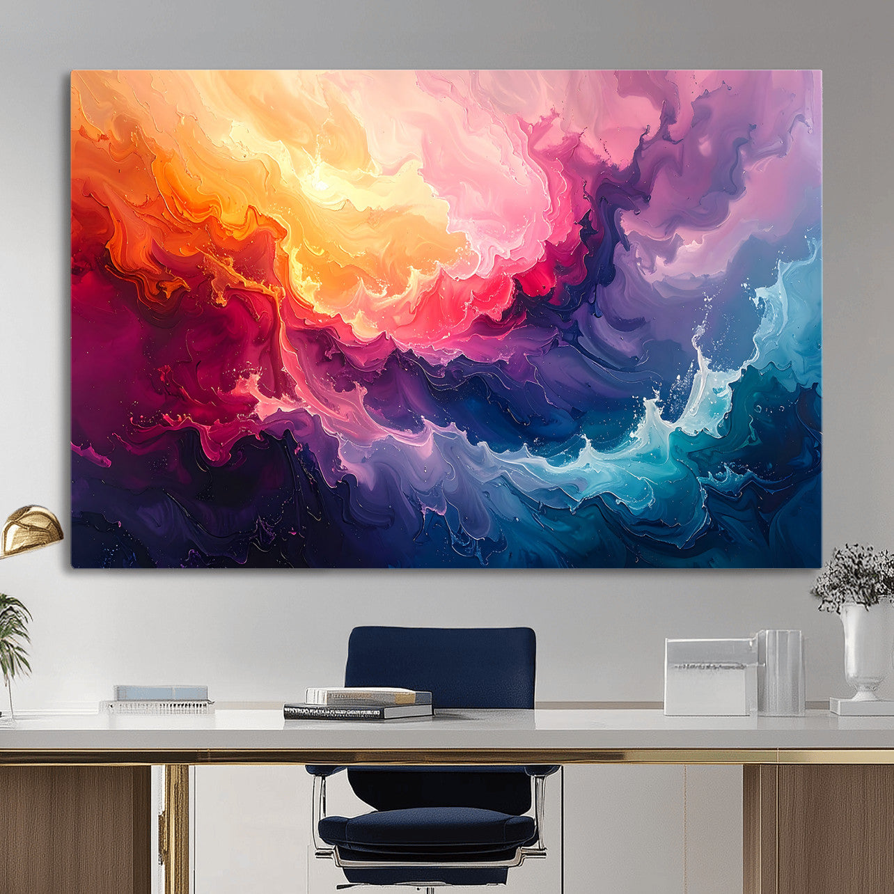 16157633-MGV-CV-36X24 - Colorful Abstract Canvas Wall Art Print, Vibrant Popup Color Art Print