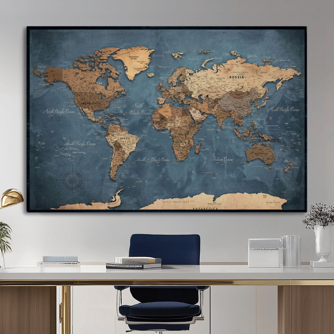 45826339-MGV-CV-36X24 - World Map Canvas Wall Art Canvas Print