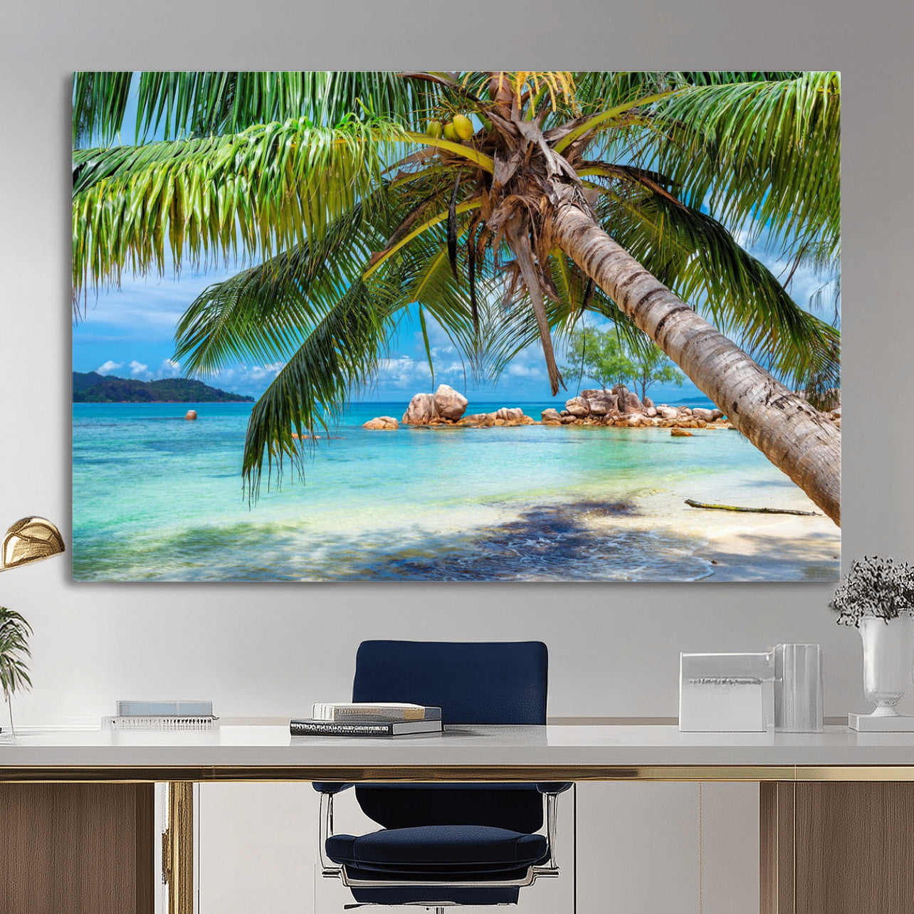 86824715-MGV-CV-36X24 - Seychelles Beach Canvas Wall Art - Anse Volbert Praslin Island Print