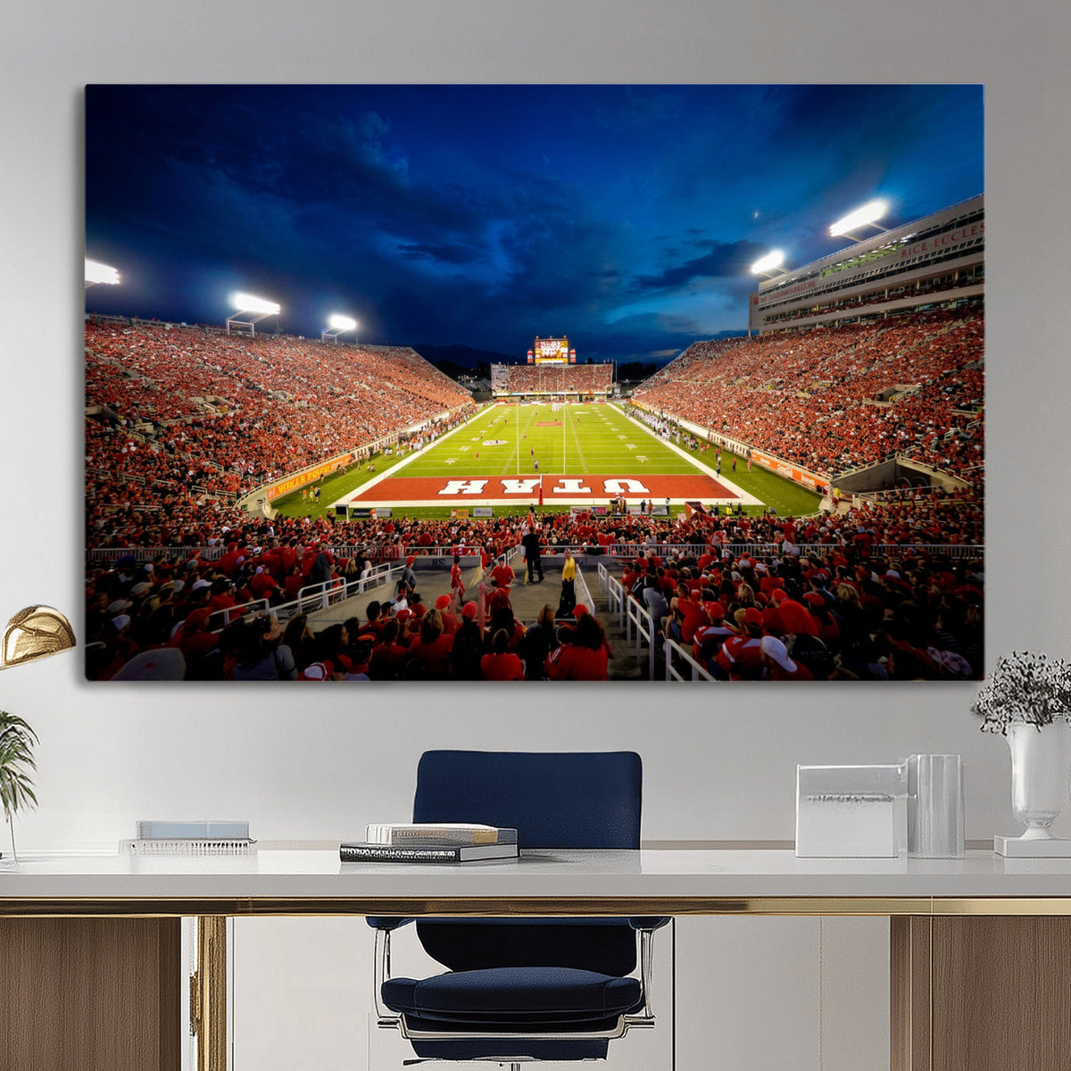 74019251-MGV-CV-36X24 - Rice-Eccles Stadium Wall Art Canvas Print - Utah Salt Lake City Stadium Print