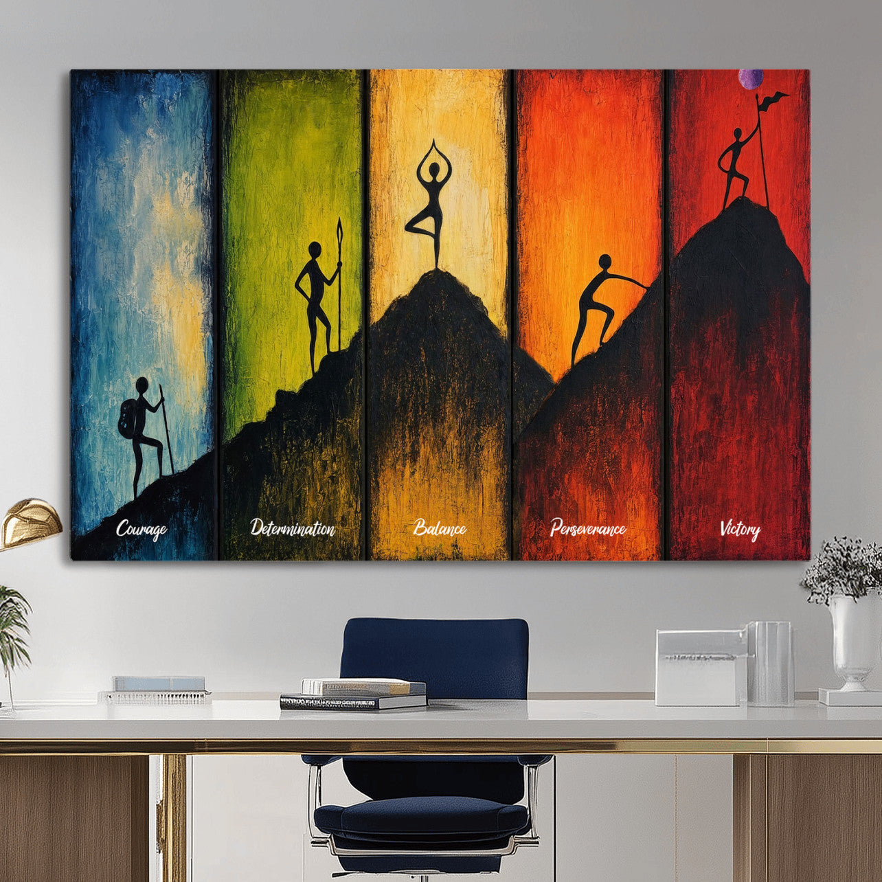 59418630-MGV-CV-36X24 - Success Journey Courage to Victory Wall Art Canvas Print - Motivational Office Decor